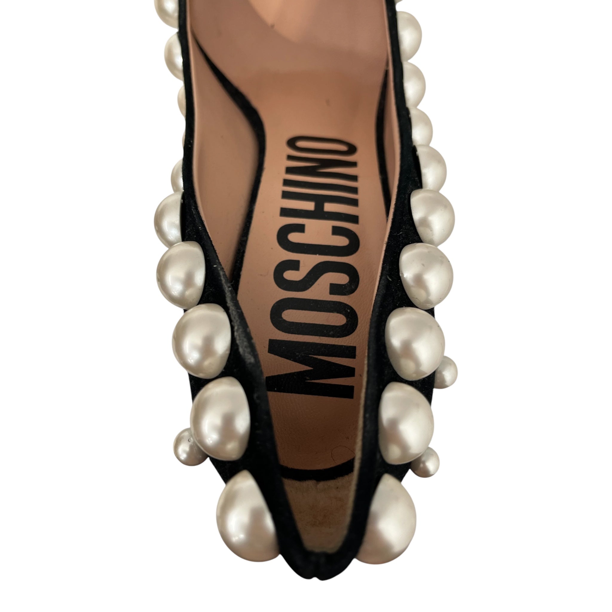 MOSCHINO/Heels/EU 41/Leather/BLK/PEARLS ALL OVER BACK LOGO view 4