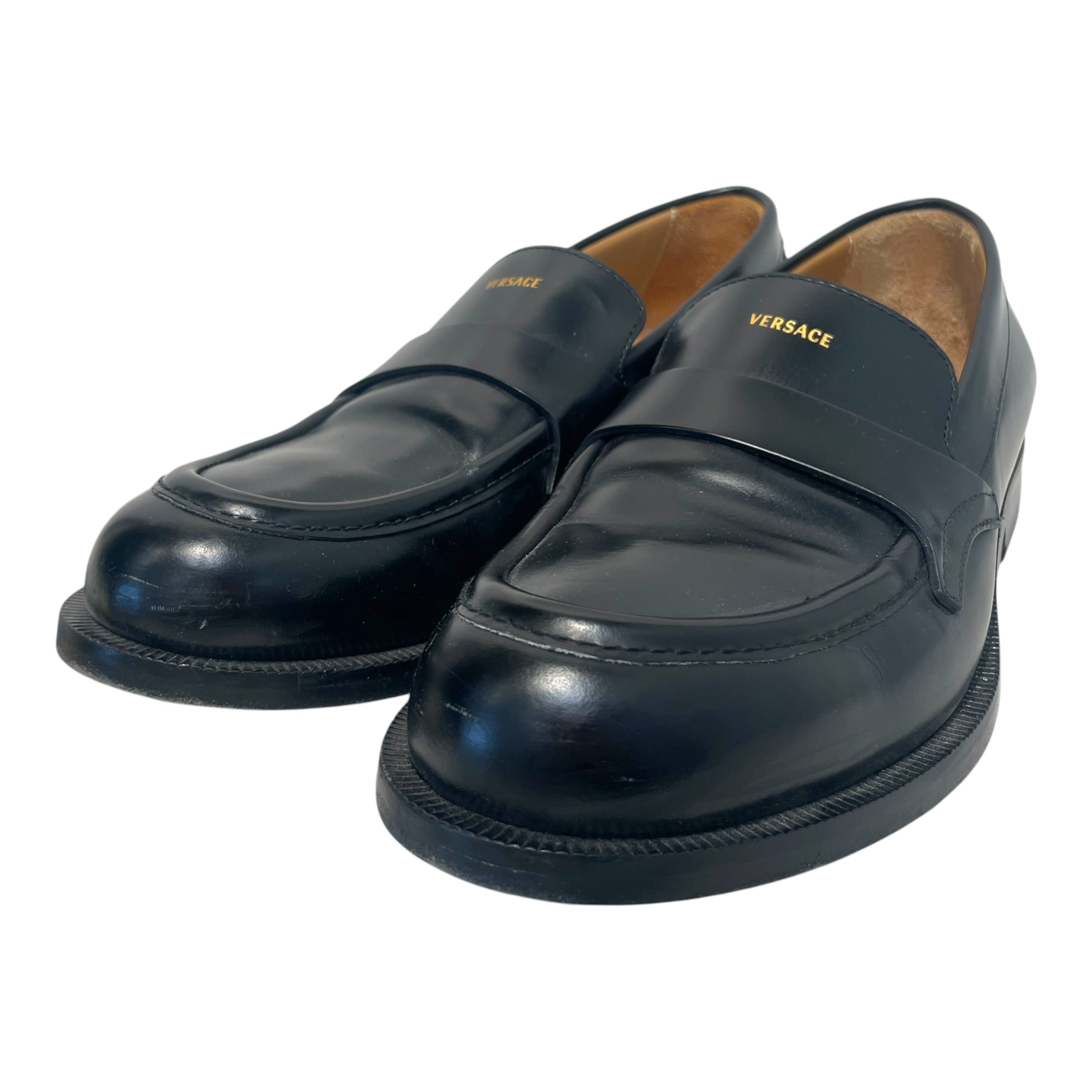 VERSACE/Loafers/EU 40/Leather/BLK/Slip-on/Manu Penny Strap Loafer view 4