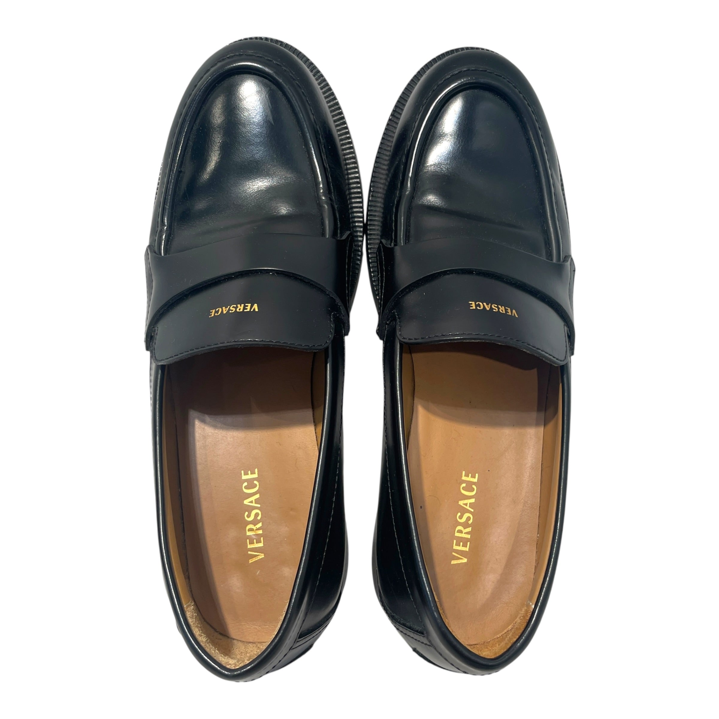 VERSACE/Loafers/EU 40/Leather/BLK/Slip-on/Manu Penny Strap Loafer view 5