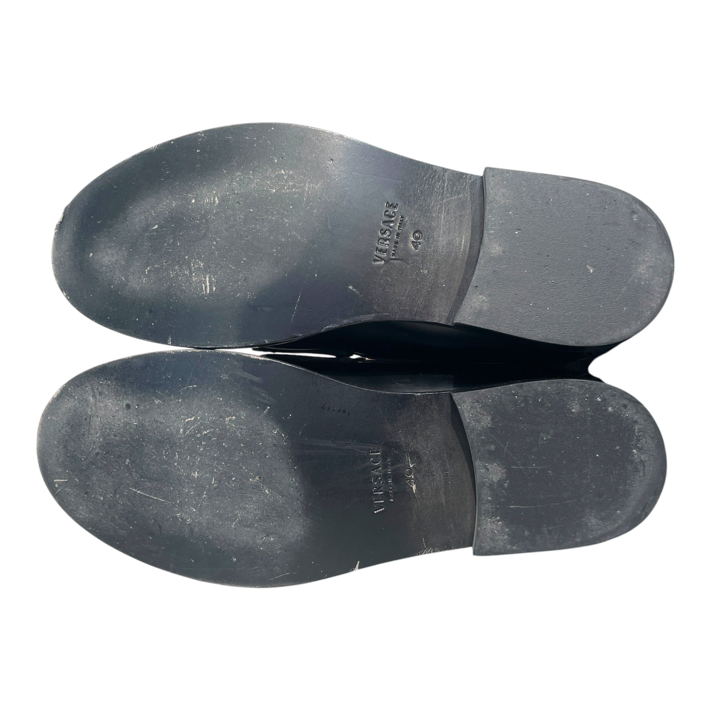 VERSACE/Loafers/EU 40/Leather/BLK/Slip-on/Manu Penny Strap Loafer view 6
