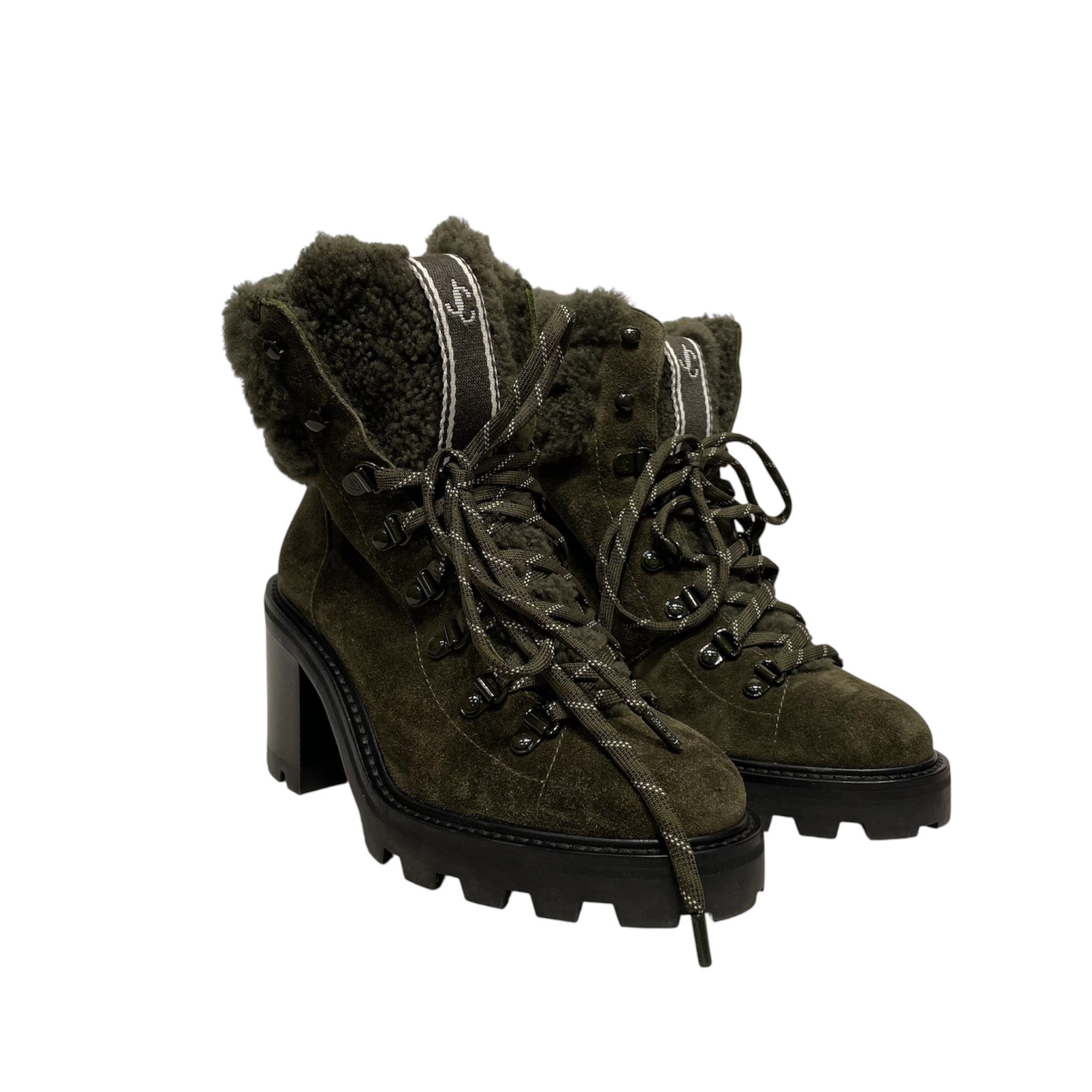 JIMMY CHOO/Boots/EU 37/Suede/GRN/Eshe 56 Shearling Hiking Boot view 1