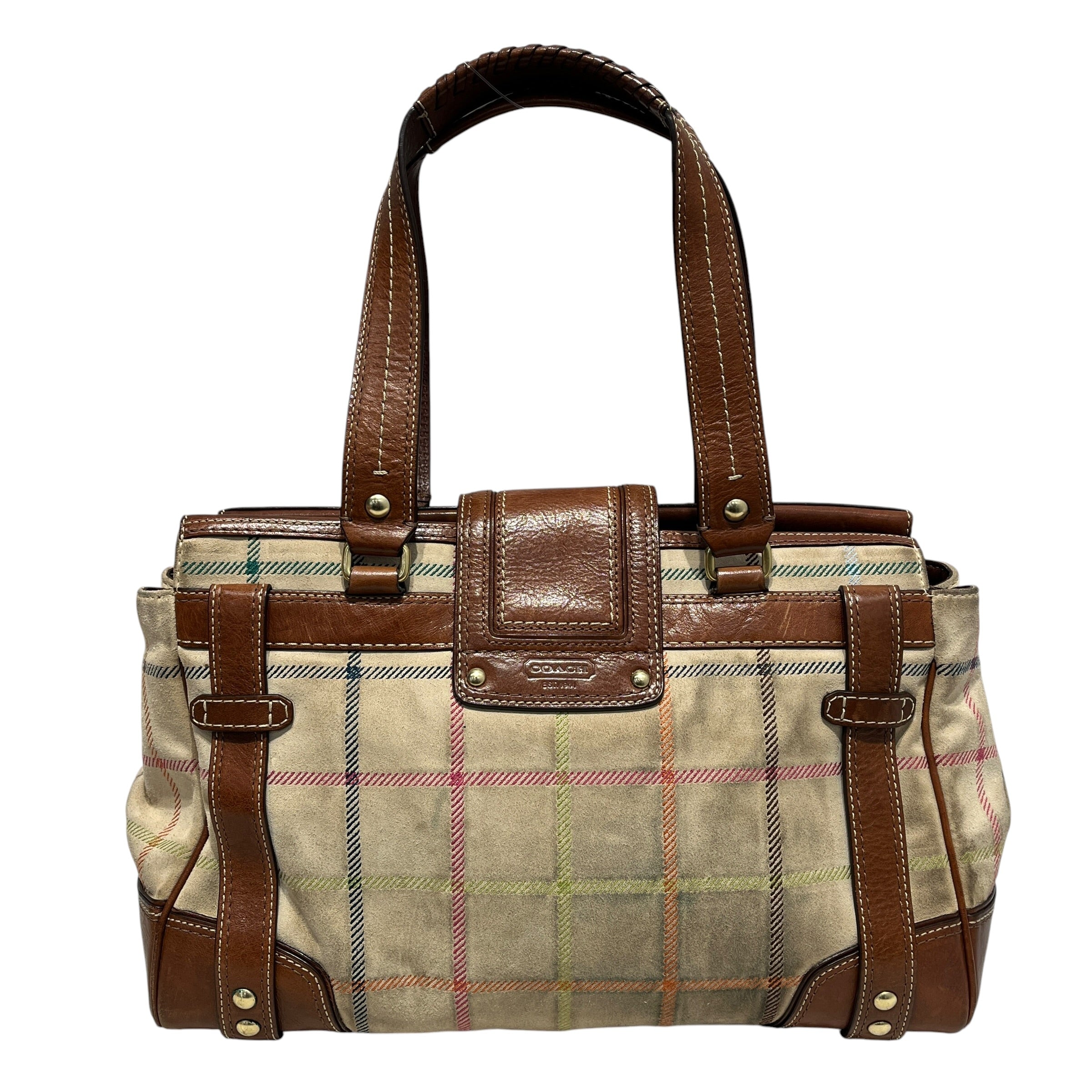 COACH/Bag/Plaid/Cotton/CRM/HAMPTON TATTERSALL SATCHEL view 2
