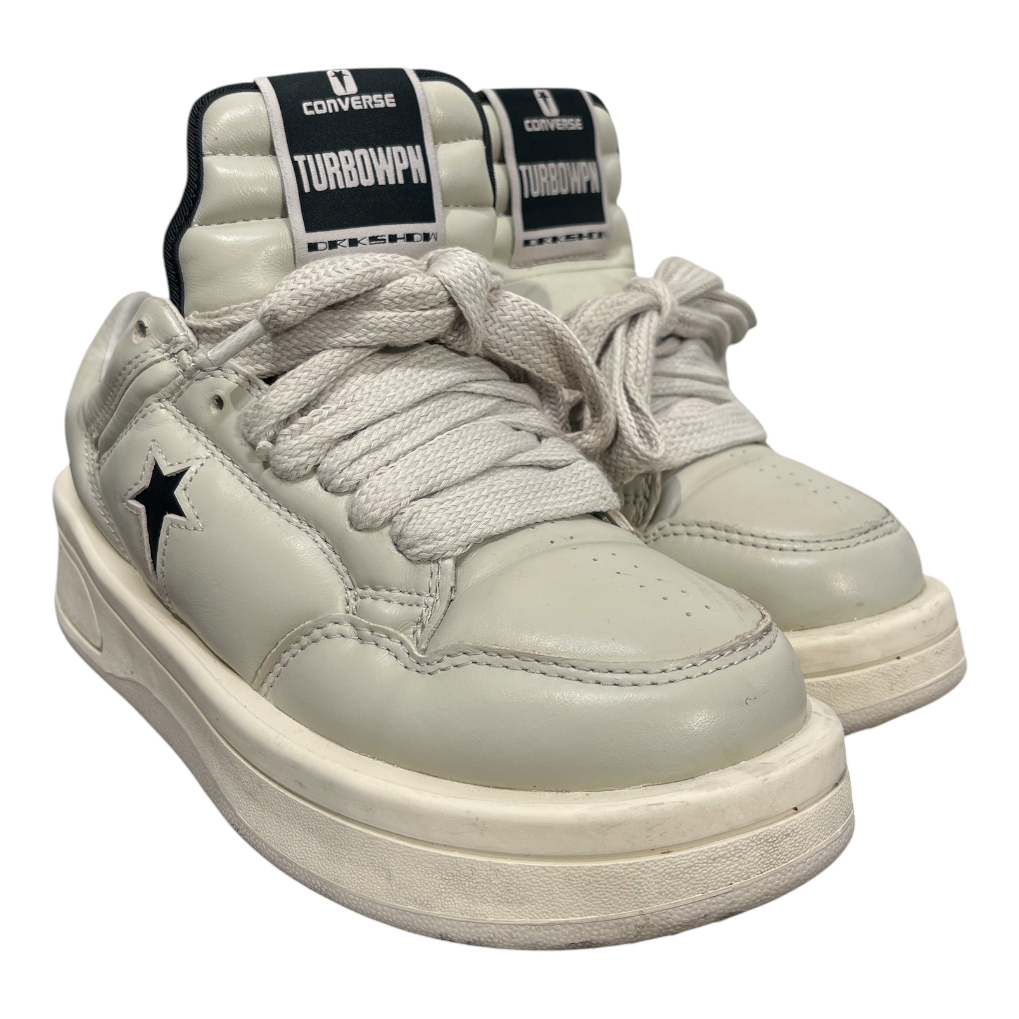 RICK OWENS DRKSHDW/Low-Sneakers/US 6/Leather/CRM/turbowpn - blk star side view 1