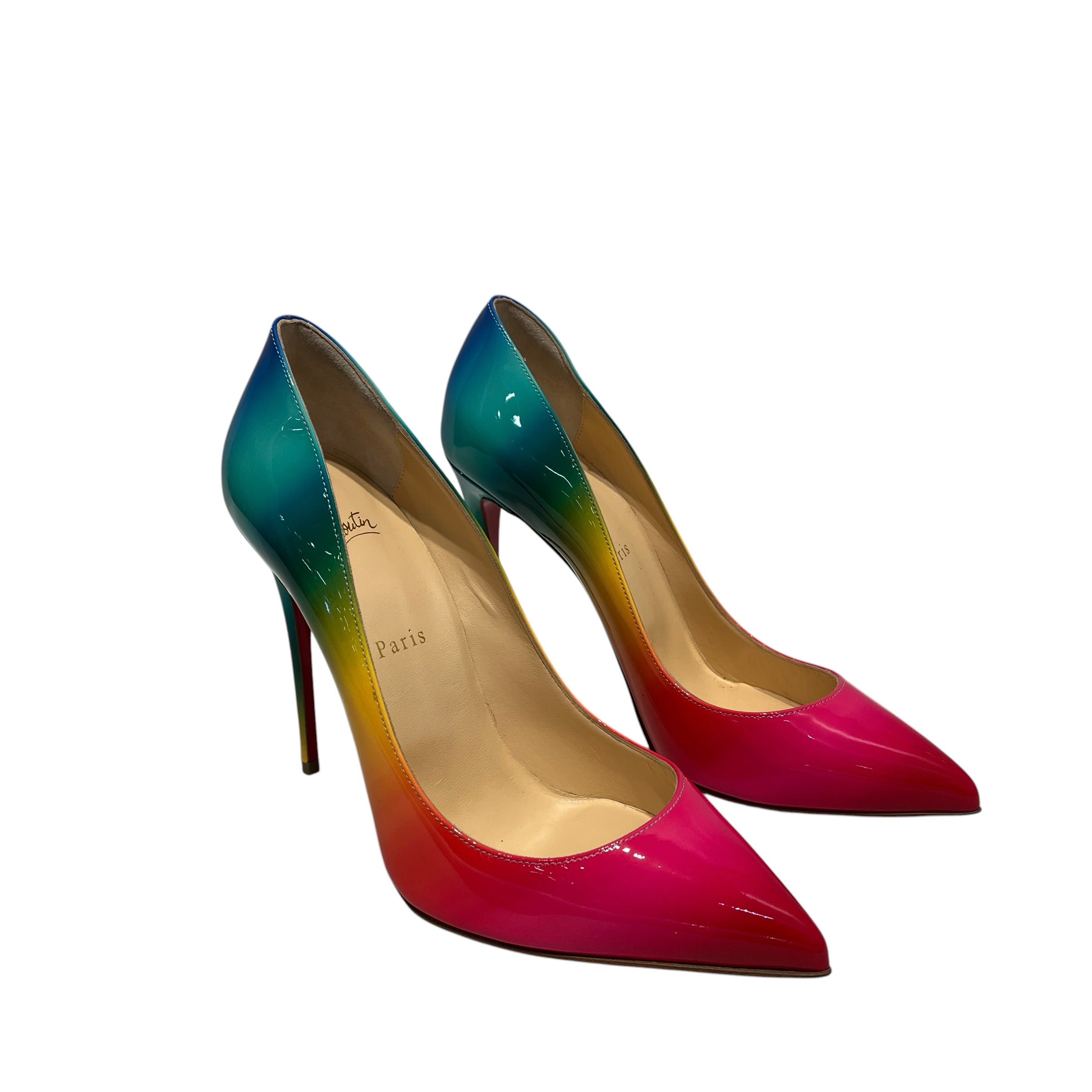 Christian Louboutin/Heels/US 8.5/Leather/MLT/Pointed-Toe/pigalle follies 100 patent rai view 1