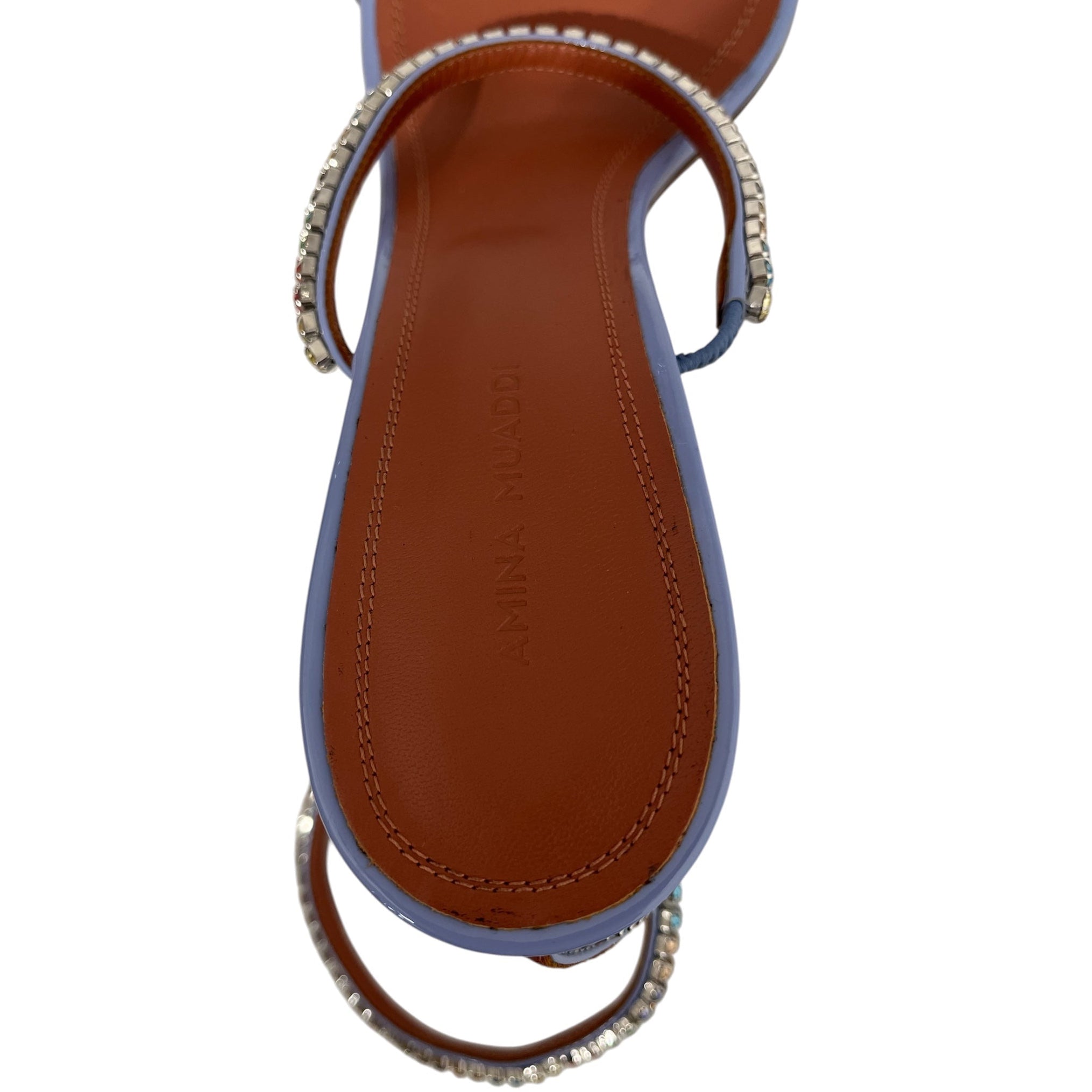 AMINA MUADDI/Heels/EU 39/BLU/Ankle Strap/3 strap multi color gem detail view 4