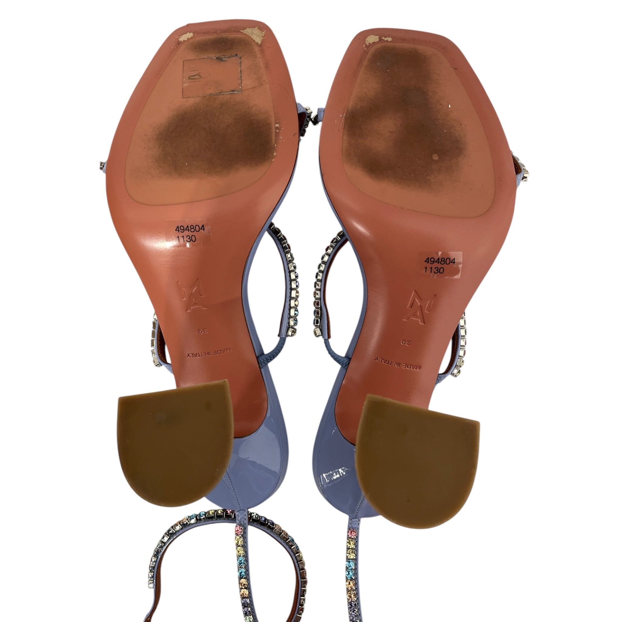 AMINA MUADDI/Heels/EU 39/BLU/Ankle Strap/3 strap multi color gem detail view 7