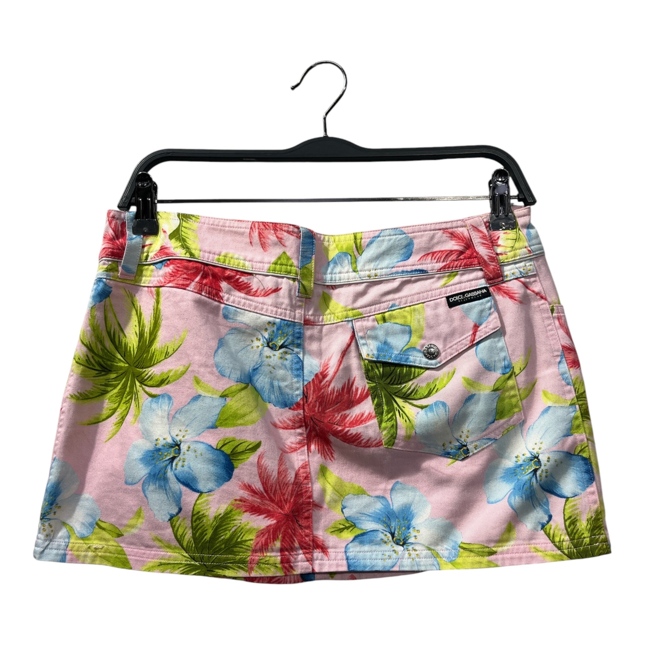 DOLCE&GABBANA/Skirt/S/Floral Pattern/Cotton/MLT/blu tropical flower-pink base view 2