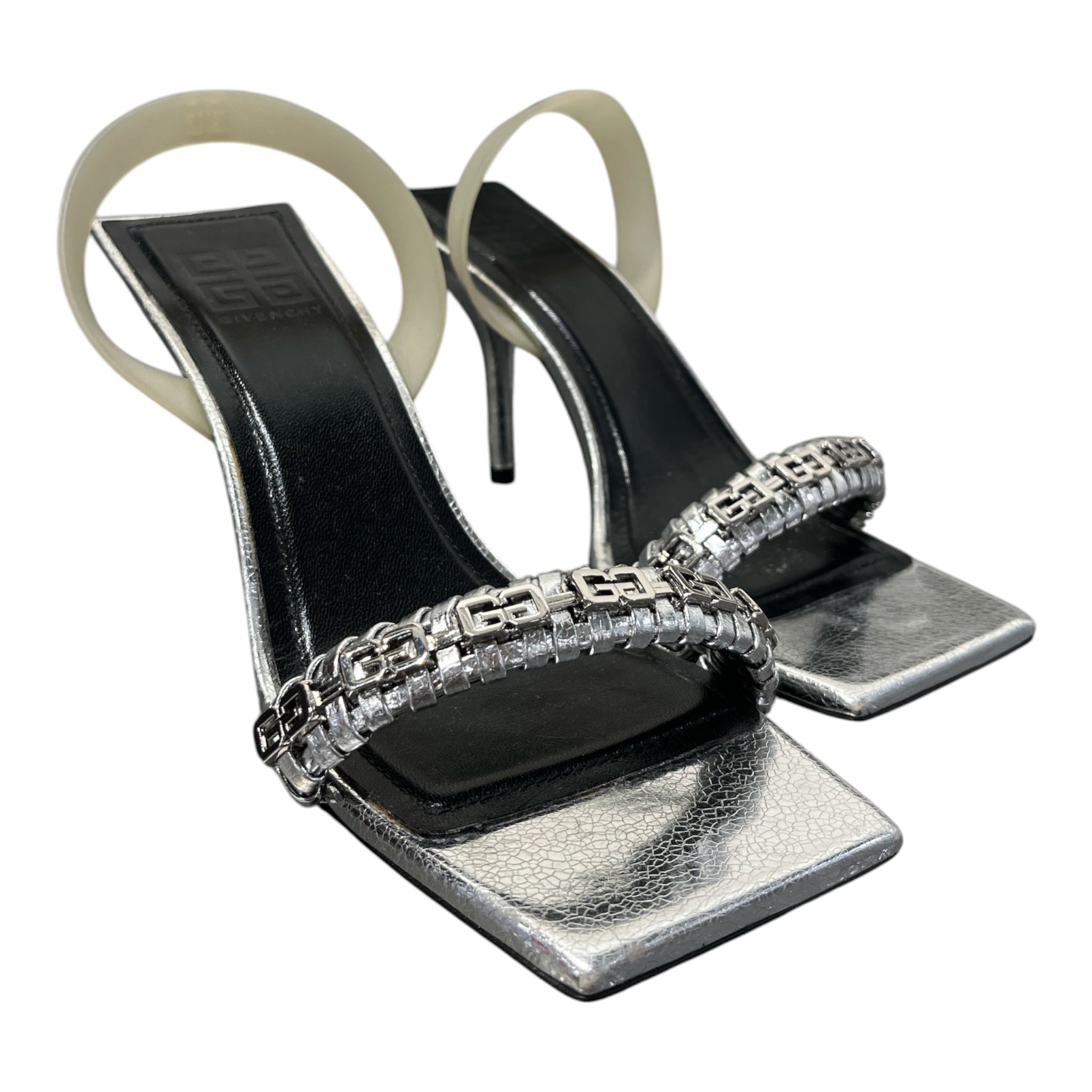 GIVENCHY/Heels/EU 37.5/Polyester/SLV/EMBELLISHED/ SQUARE HEEL view 1