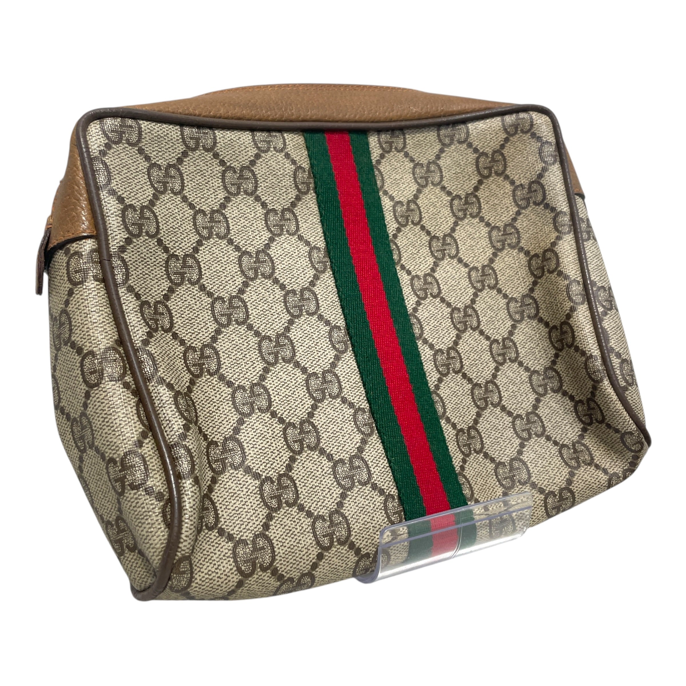 GUCCI/Pouch/Monogram/Leather/BRW/GG Canvas Cosmetic Pouch view 1