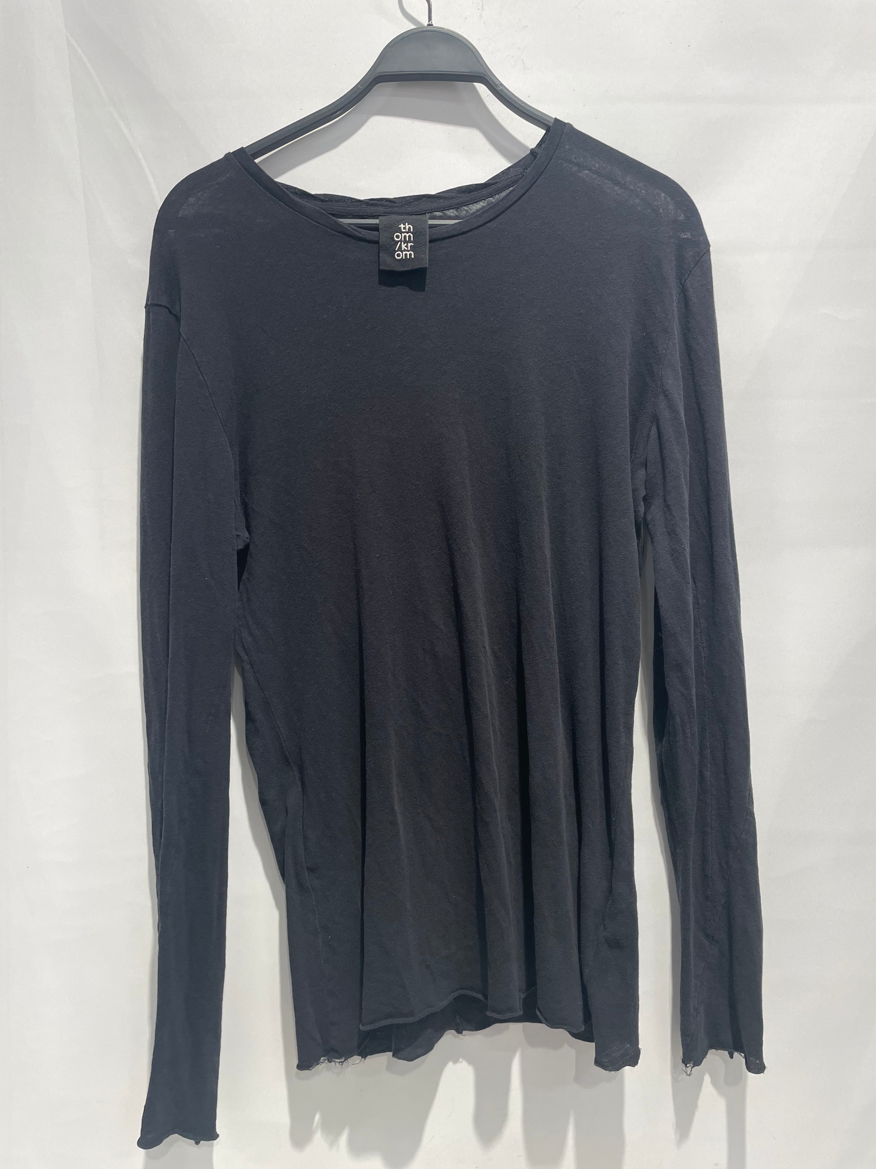 thom/krom/LS T-Shirt/M/Cotton/BLK/back stitch view 1