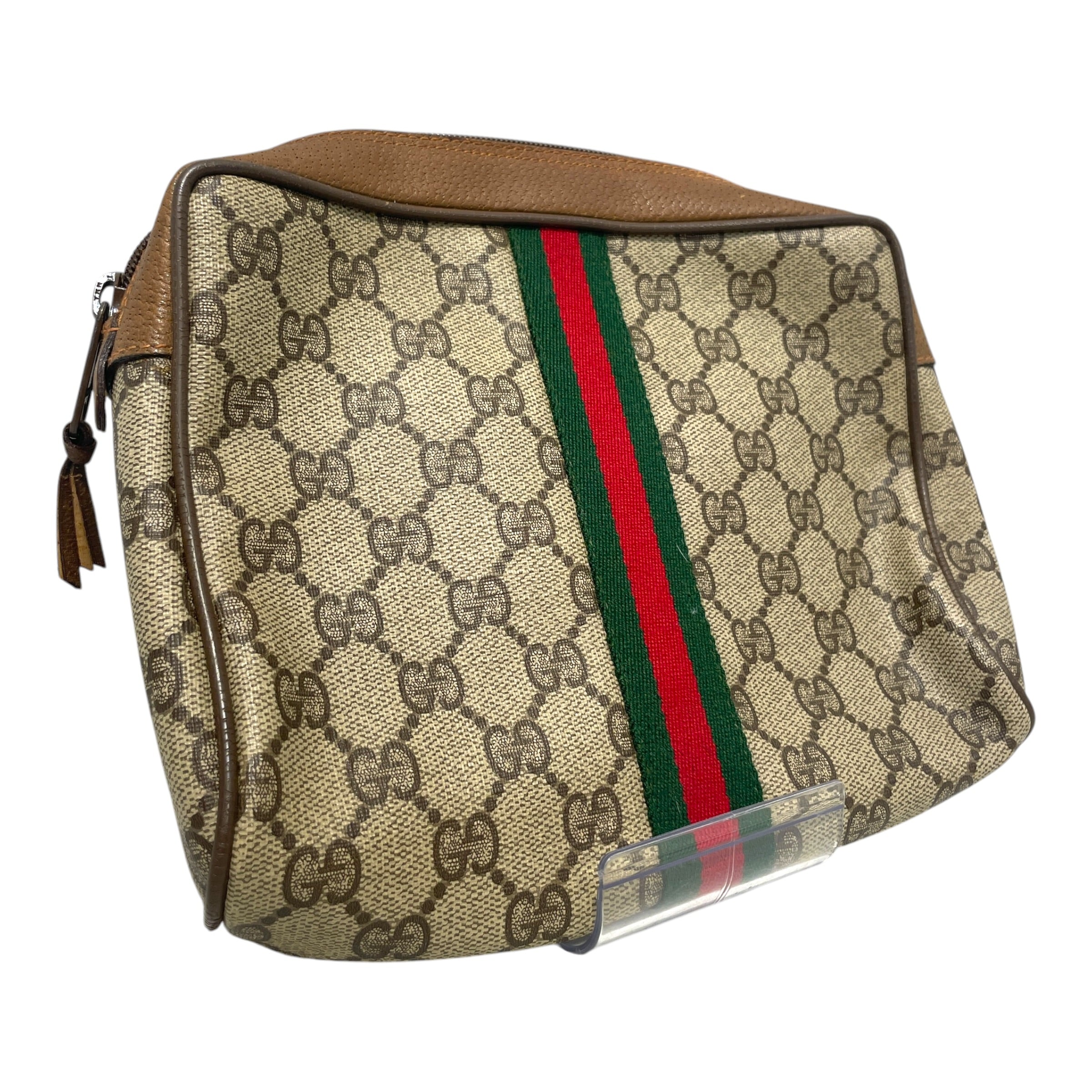 GUCCI/Pouch/Monogram/Leather/BRW/GG Canvas Cosmetic Pouch view 2
