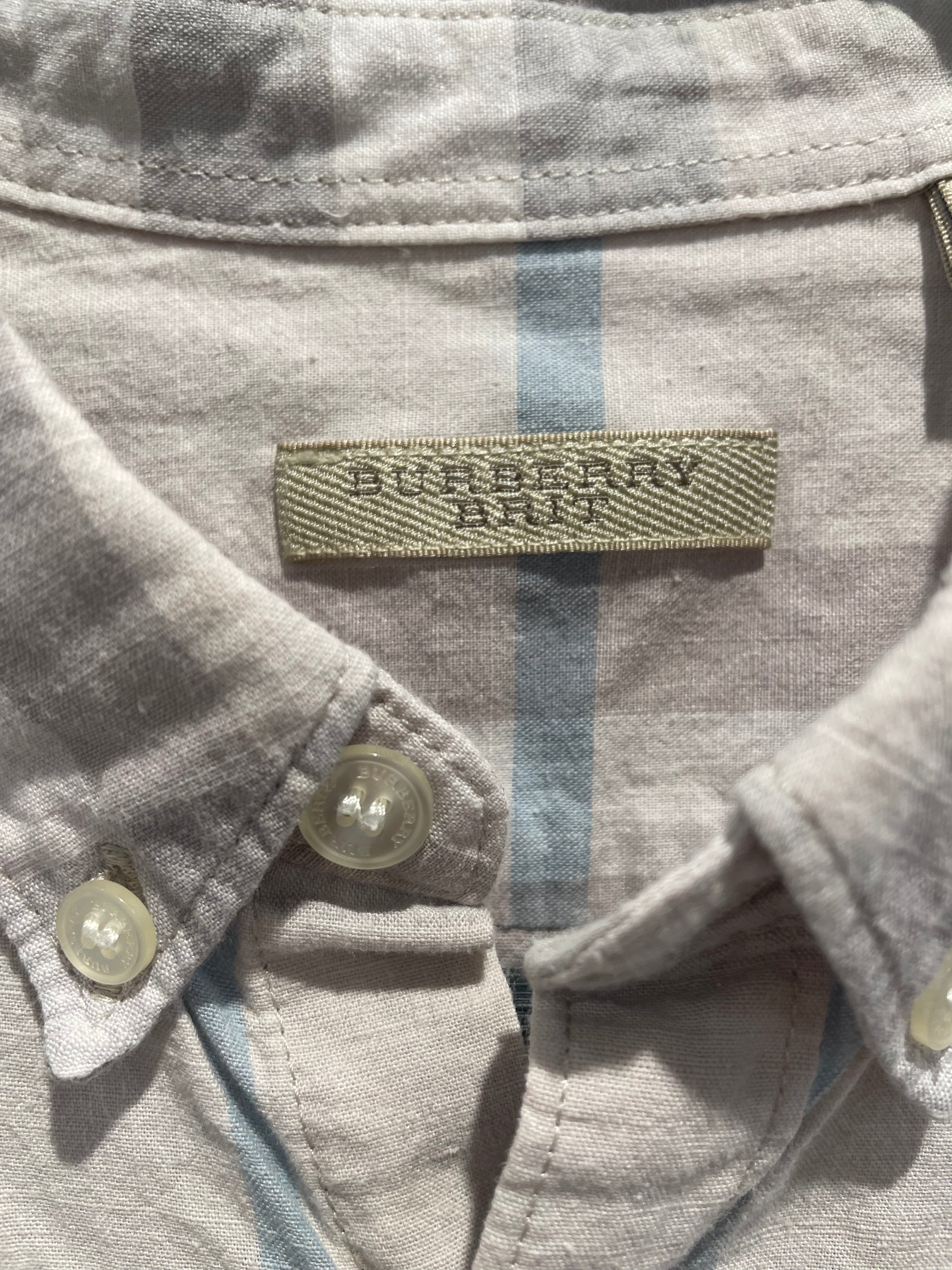 BURBERRY BRIT/SS Shirt/M/Cotton/WHT/Plaid/Wht/Gry/Blu Tartan Shirt view 3