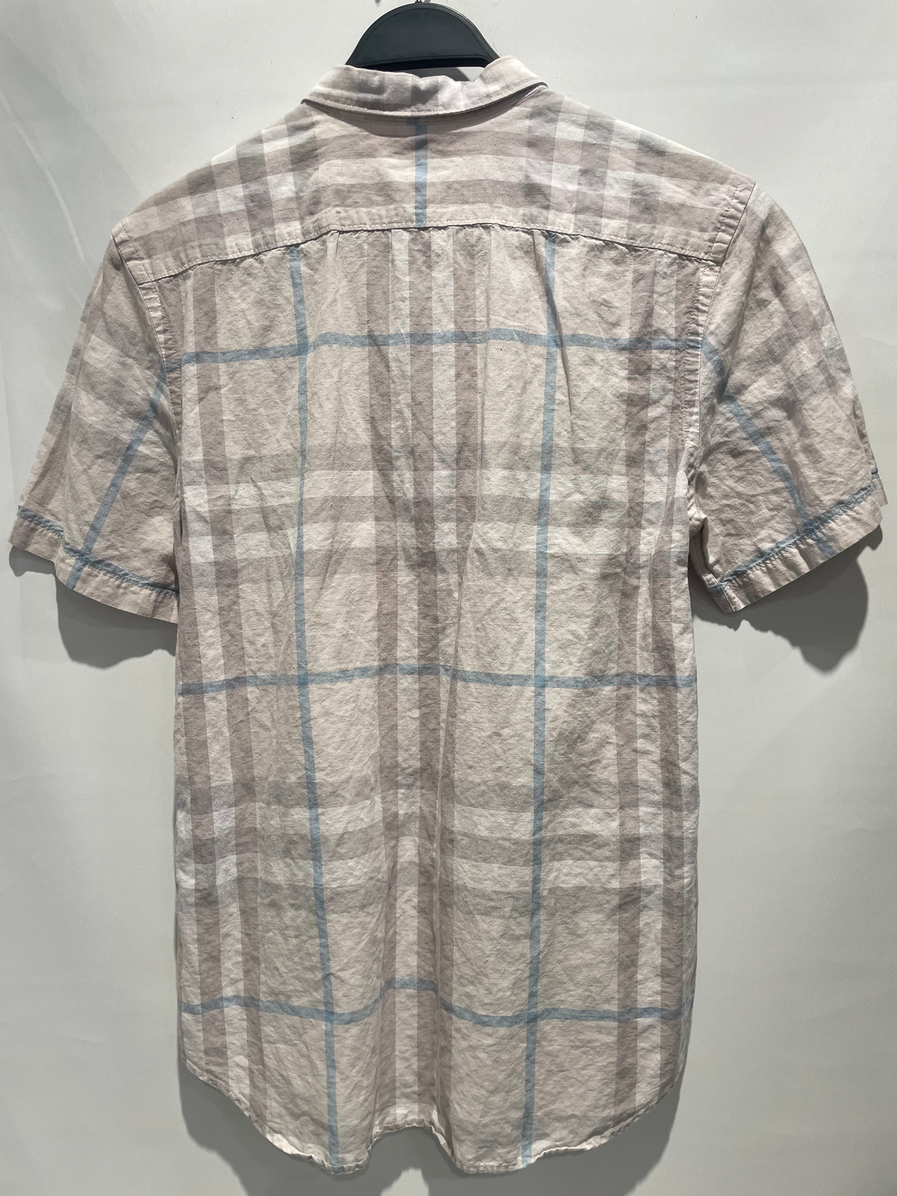 BURBERRY BRIT/SS Shirt/M/Cotton/WHT/Plaid/Wht/Gry/Blu Tartan Shirt view 2