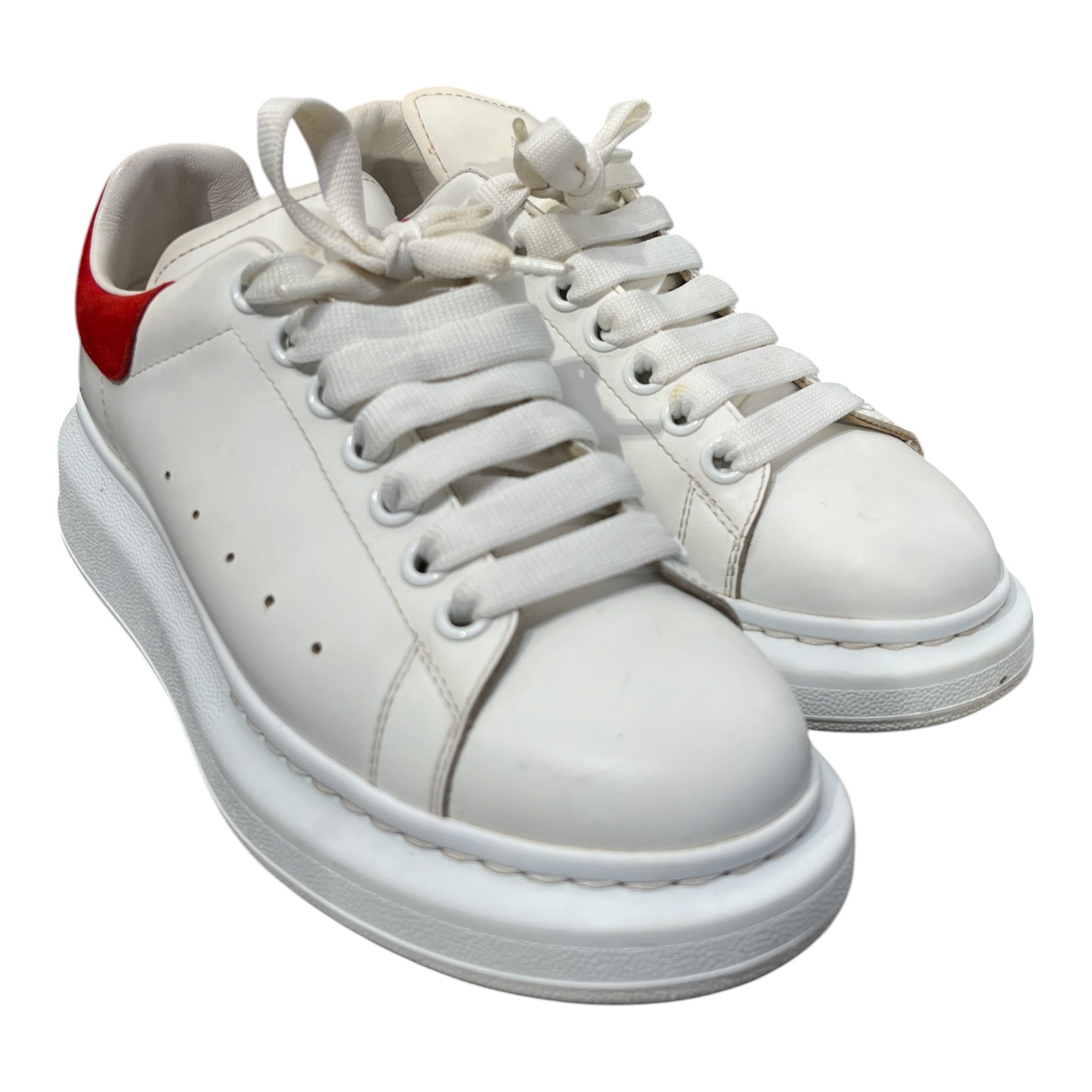 Alexander McQueen/Low-Sneakers/EU 38/Leather/WHT/RED HEEL view 1