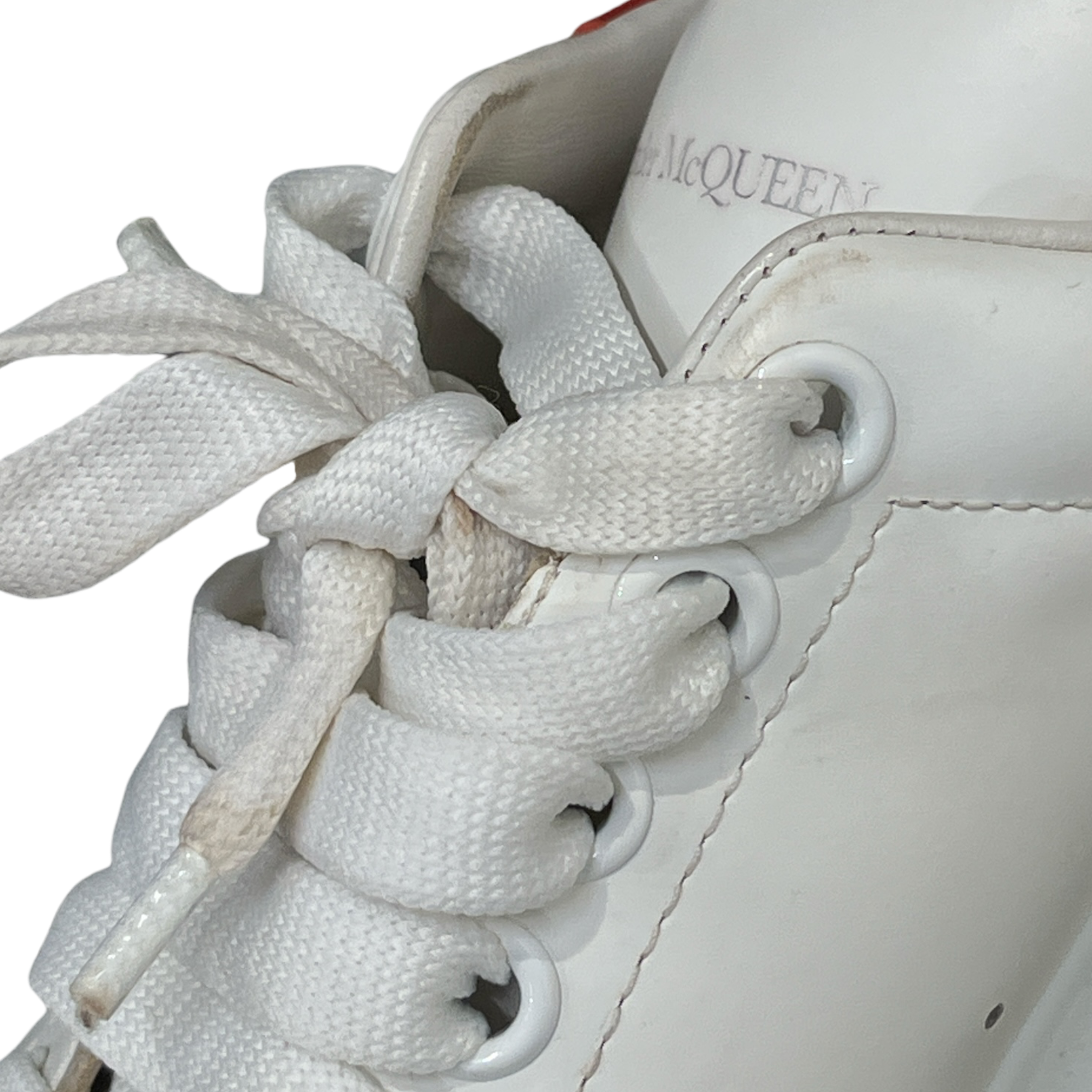 Alexander McQueen/Low-Sneakers/EU 38/Leather/WHT/RED HEEL view 5
