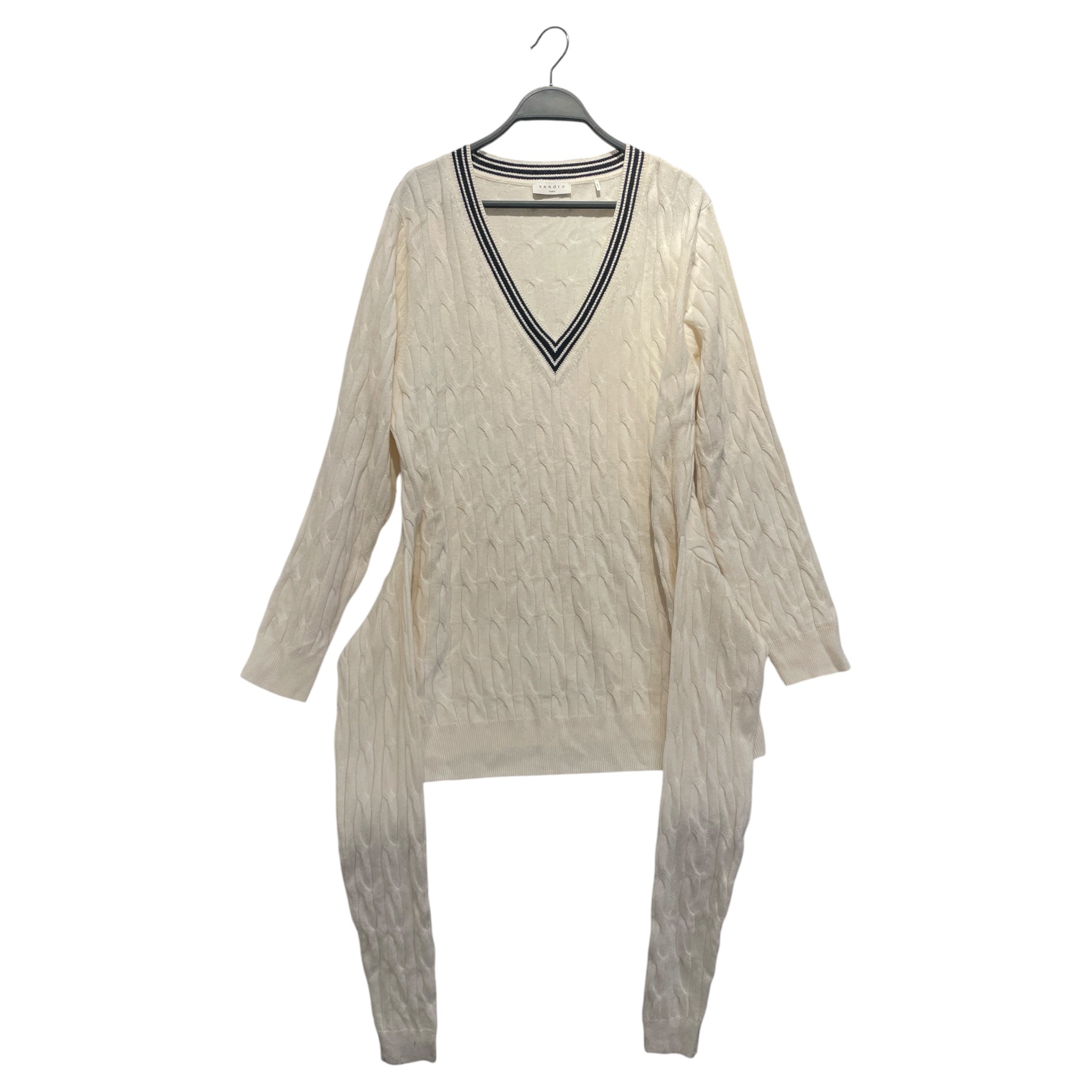 sandro/Sweater/3/Wool/CRM/EMMA TIE-FRONT CABLE KNIT view 1