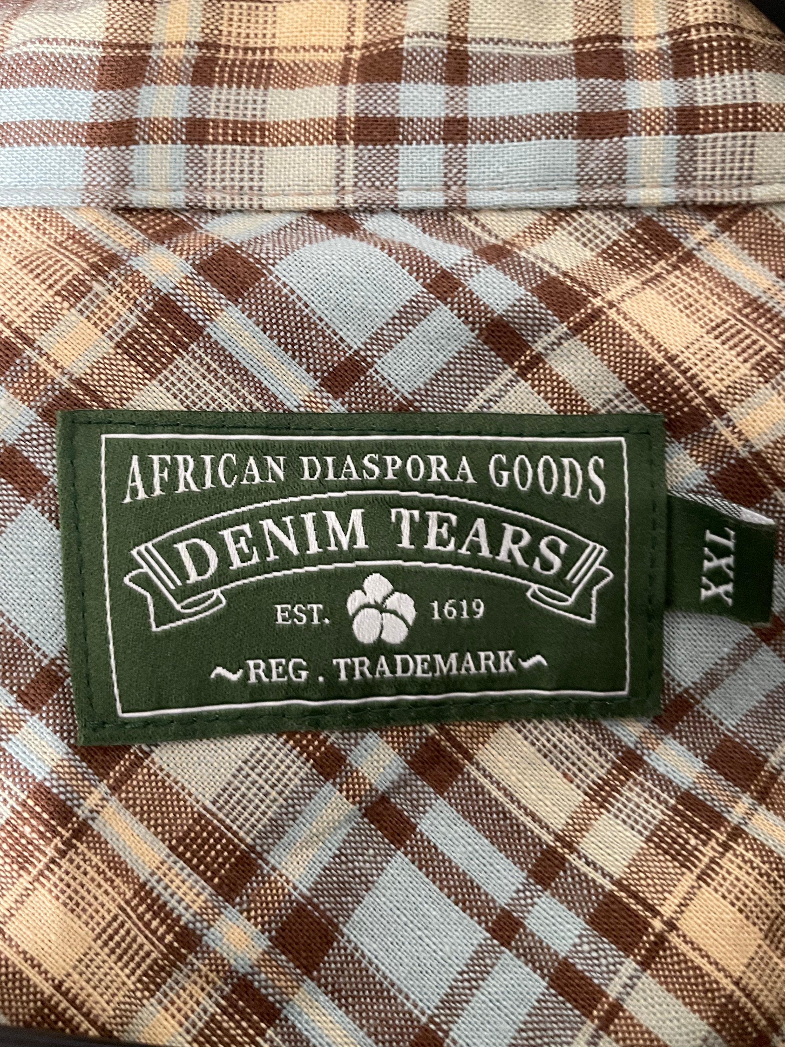 DENIM TEARS/Flannel Shirt/XXL/Cotton/BEG/Plaid/RHINESTONE COTTON WREATH view 3