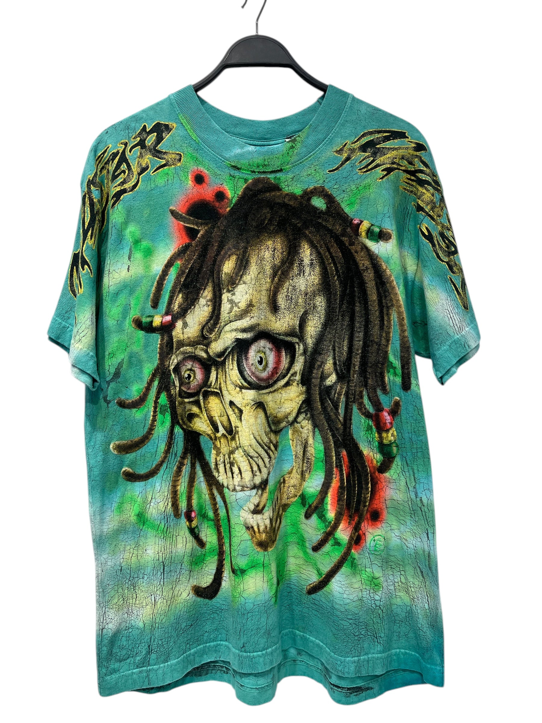 HELLSTAR/T-Shirt/S/Cotton/GRN/Graphic/Rasta Skull Tie-Dye view 1