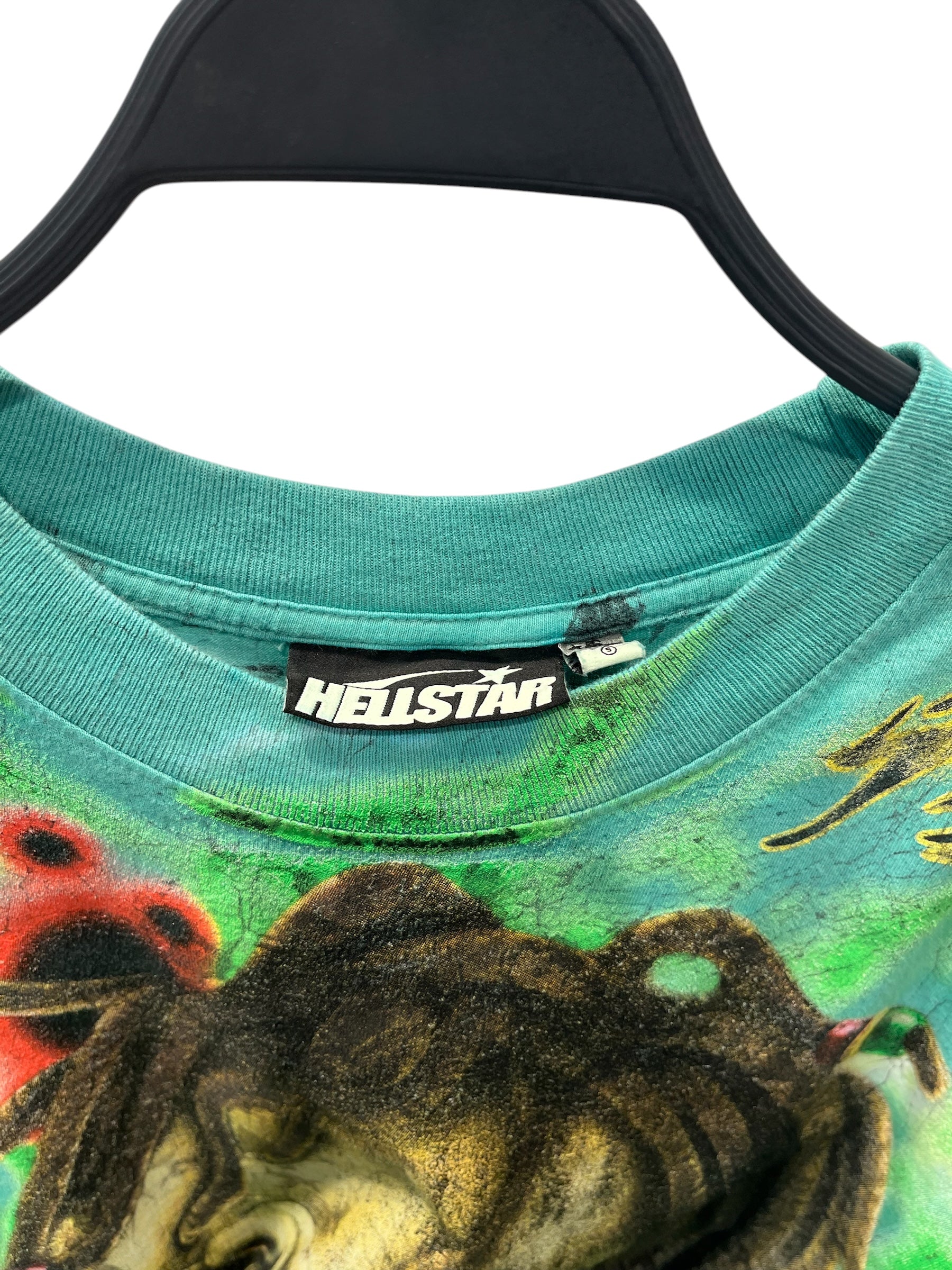 HELLSTAR/T-Shirt/S/Cotton/GRN/Graphic/Rasta Skull Tie-Dye view 3