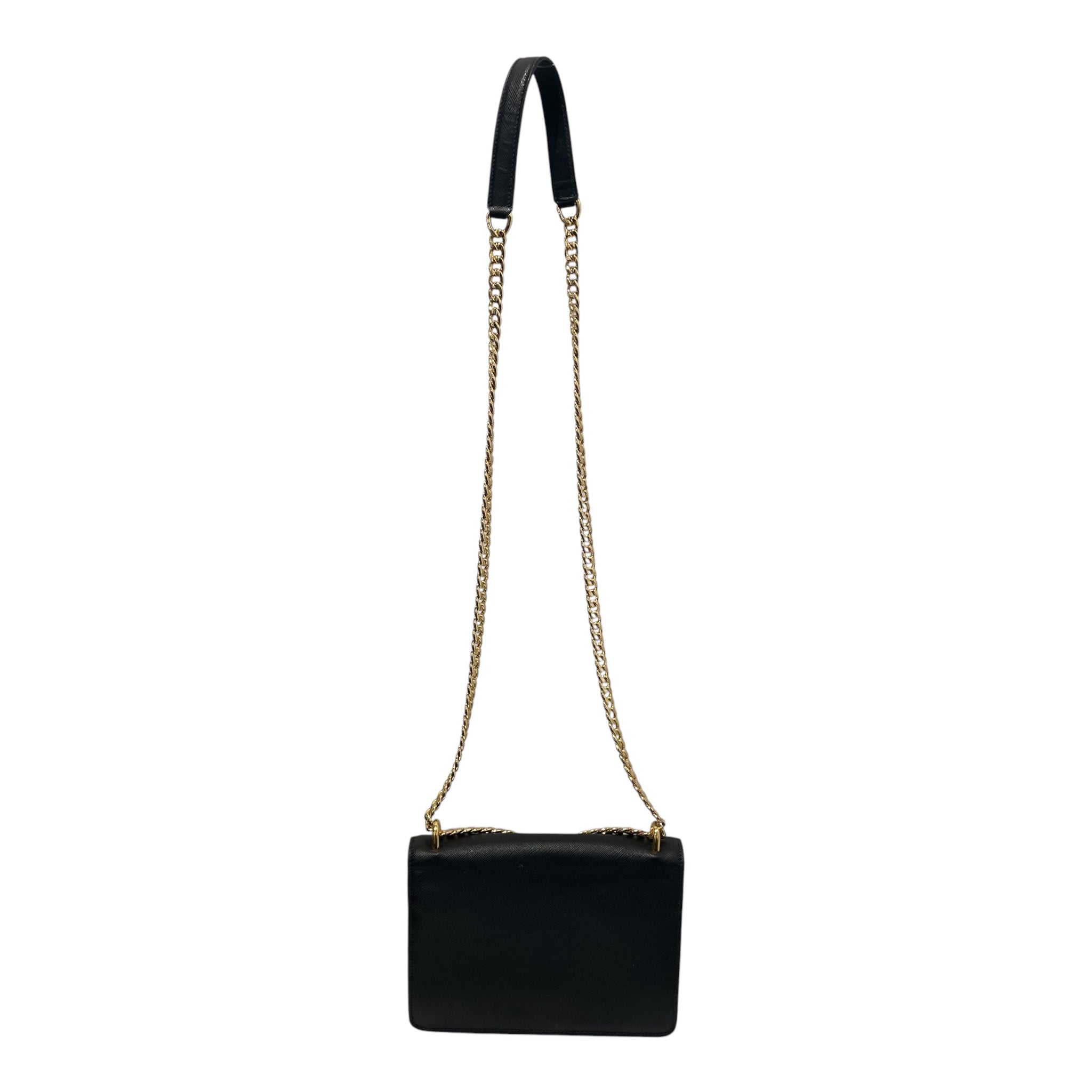 PRADA/Cross Body Bag/Leather/BLK/FFIANO ENVELOPE BAG view 2