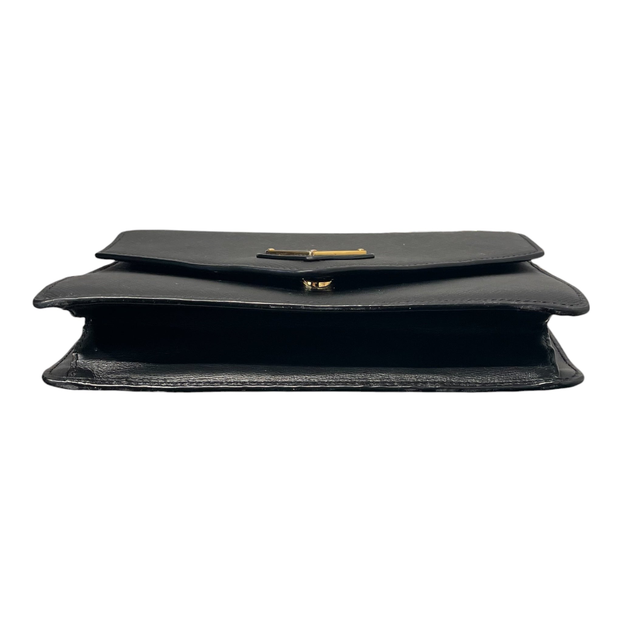 PRADA/Cross Body Bag/Leather/BLK/FFIANO ENVELOPE BAG view 3