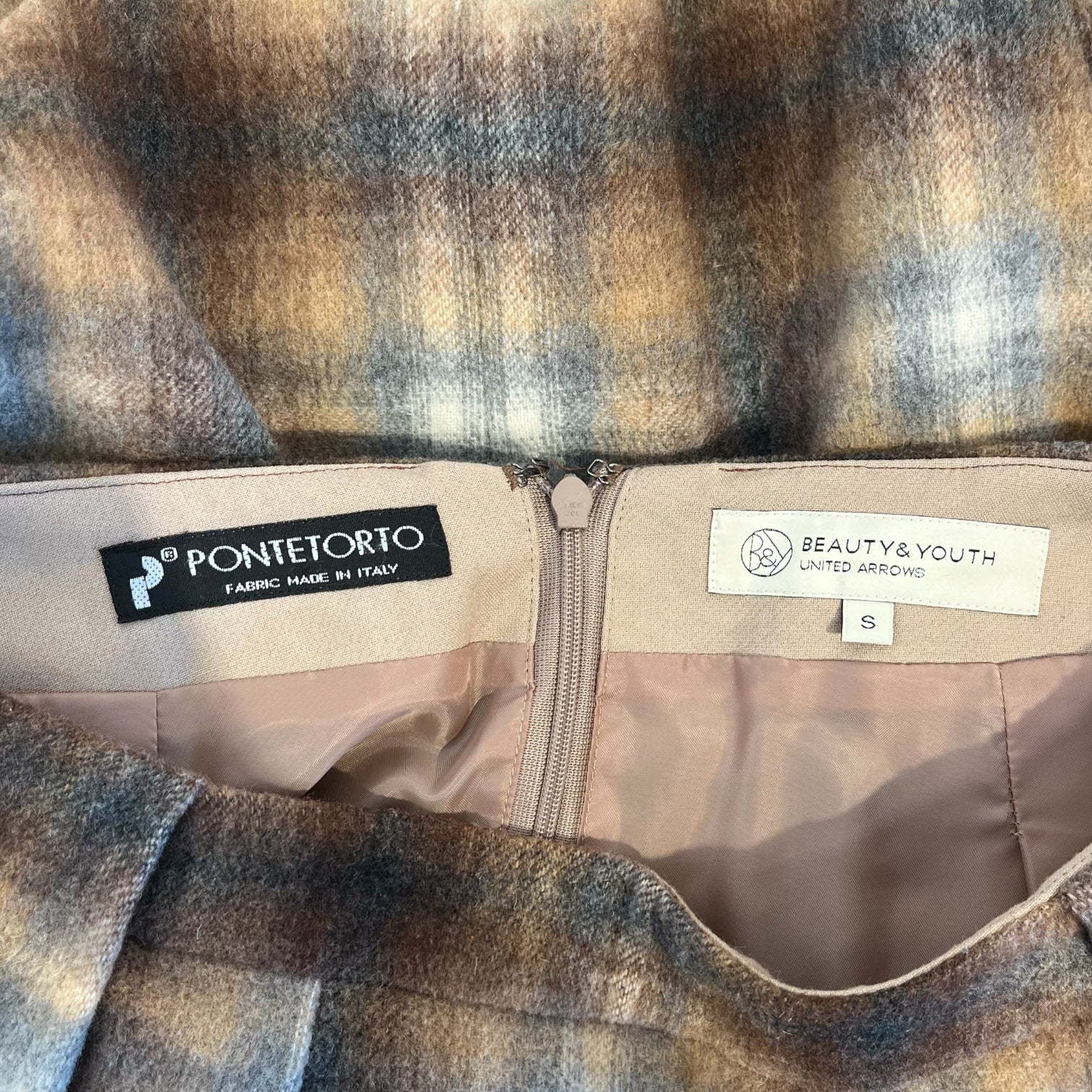 BEAUTY&YOUTH UNITED ARROWS/Skirt/S/Plaid/Cotton/BEG/PLEATED SKIRT view 3
