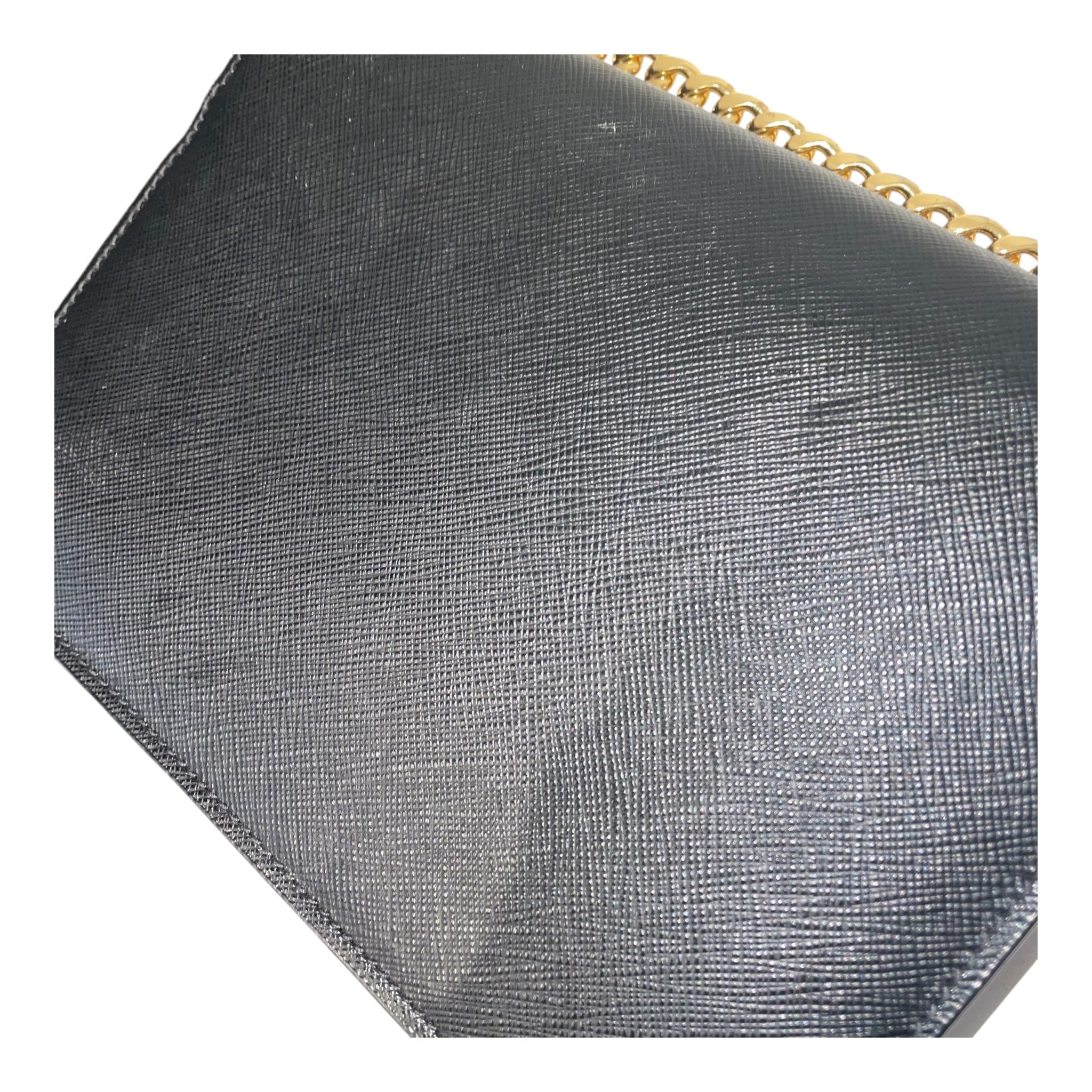 PRADA/Cross Body Bag/Leather/BLK/FFIANO ENVELOPE BAG view 7