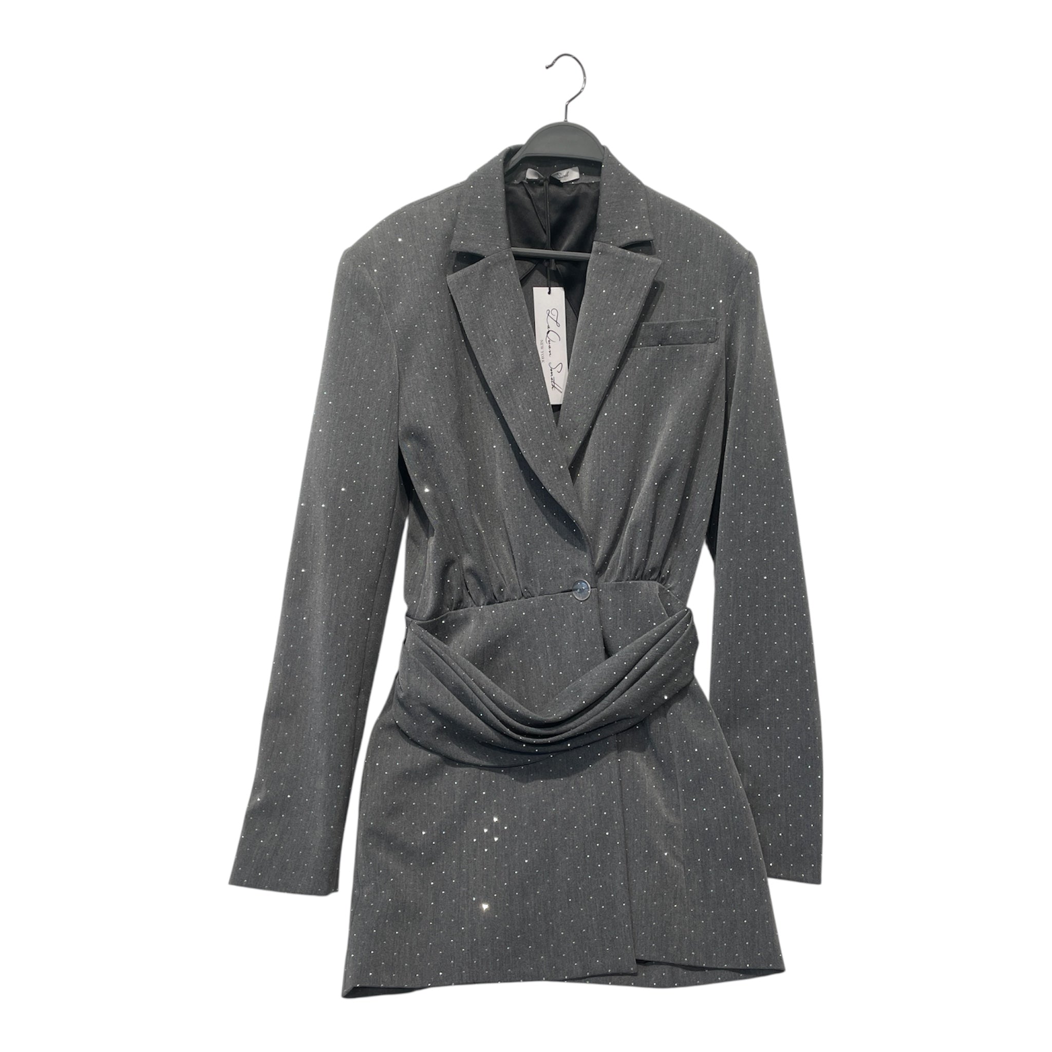 LaQuan Smith/LS Dress/S/Polyester/GRY/RHINESTONE view 1