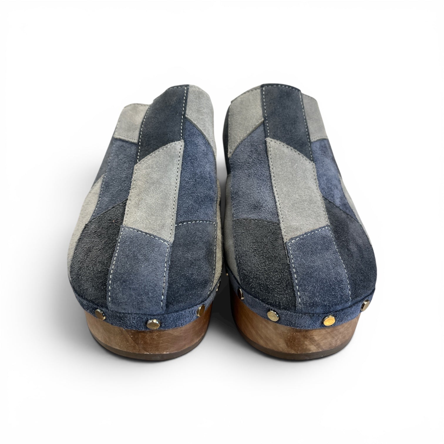 SEZANE/Shoes/EU 35/Suede/IDG/patchwork blue suede mule view 1