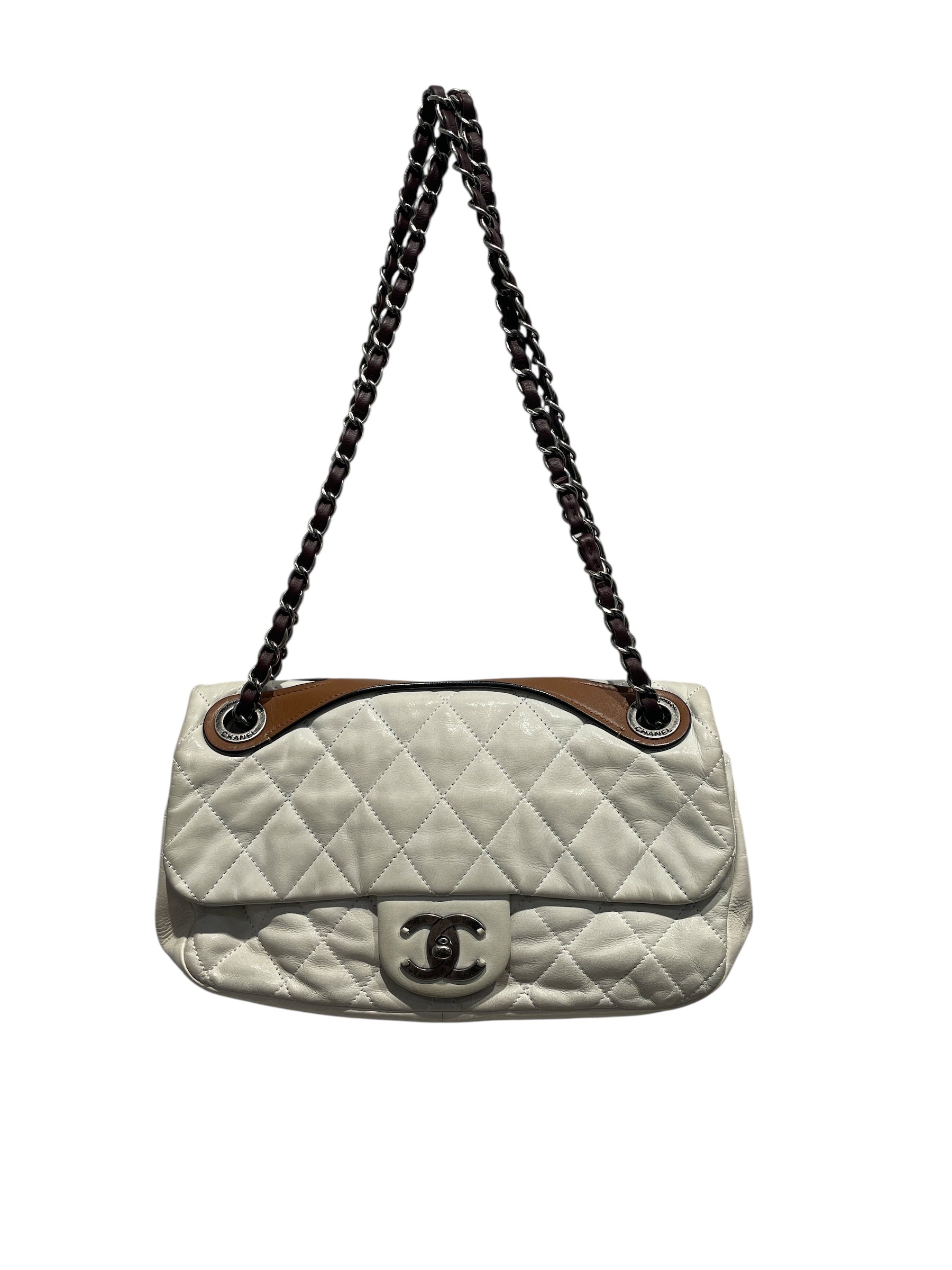 CHANEL/Cross Body Bag/M/Leather/WHT/Quilted In The Mix Flap Bag view 1