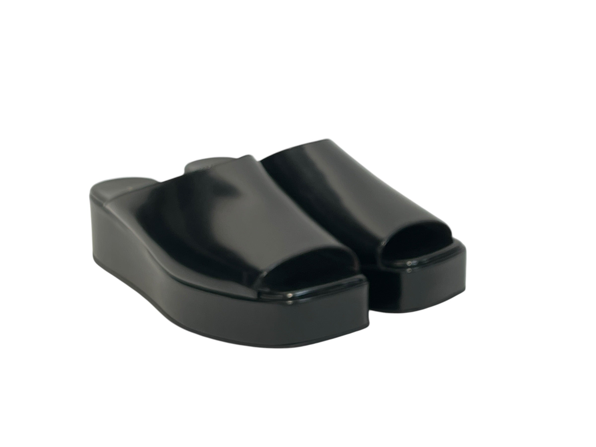 THE ROW/Sandals/US 7.5/Leather/BLK/patent leather sandal view 1