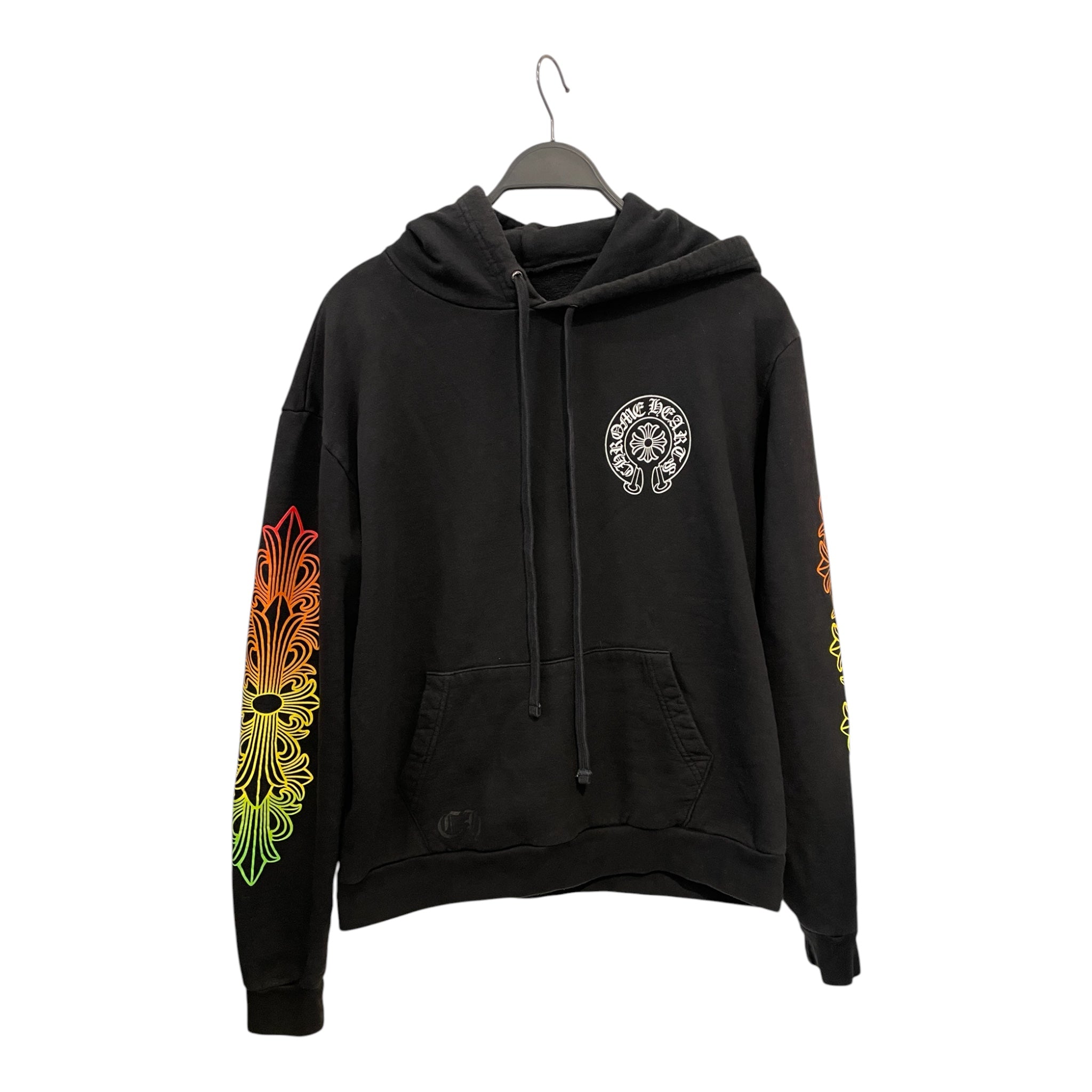 CHROME HEARTS/Hoodie/S/Cotton/BLK/NEON GRADIENT SLEEVES view 1