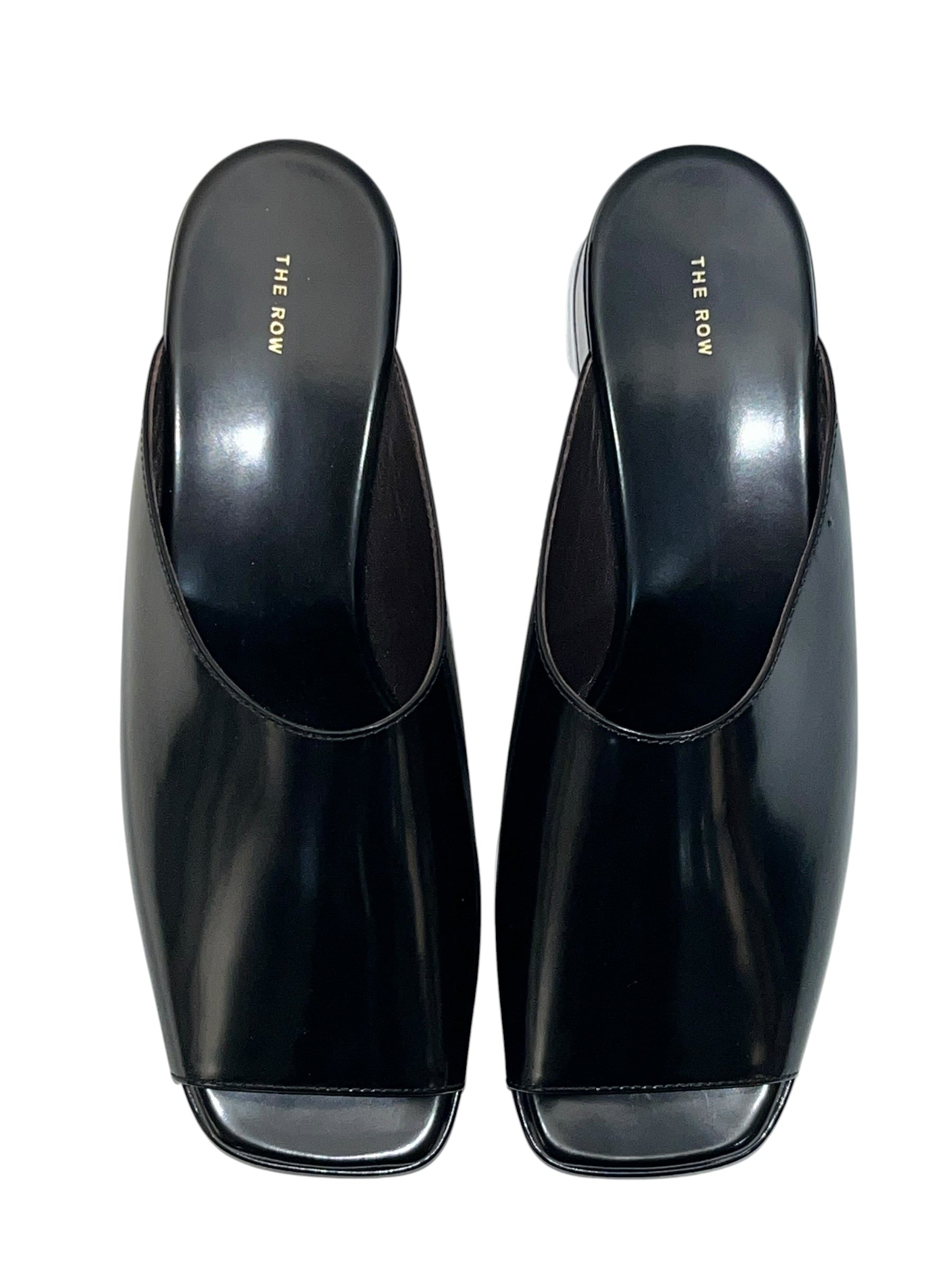 THE ROW/Sandals/US 7.5/Leather/BLK/patent leather sandal view 3