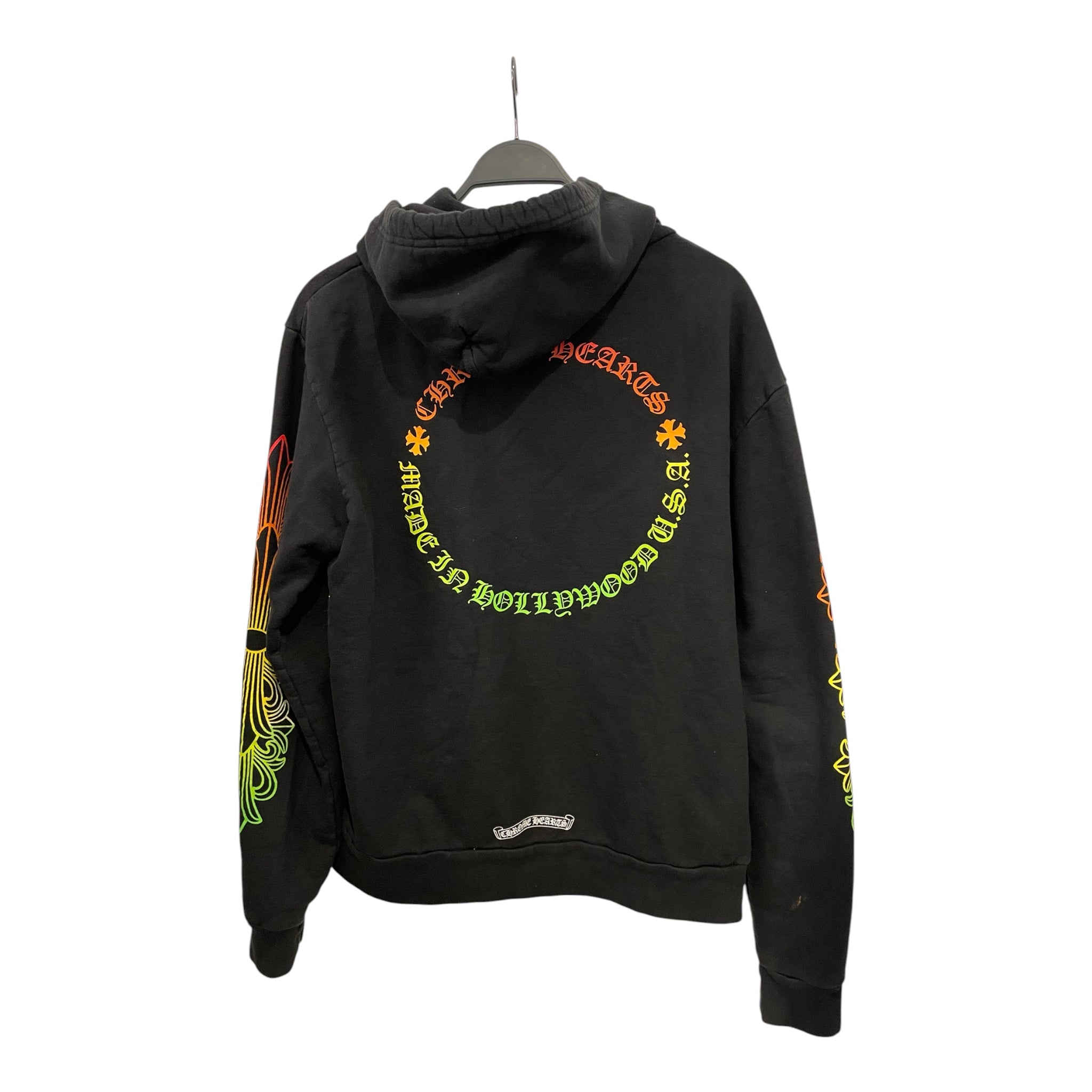 CHROME HEARTS/Hoodie/S/Cotton/BLK/NEON GRADIENT SLEEVES view 2