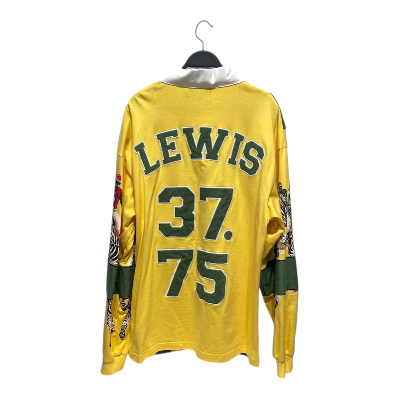 DENIM TEARS/Polo Shirt/XL/Cotton/YEL/Band Collar/All Over Print/Lewis 37.75