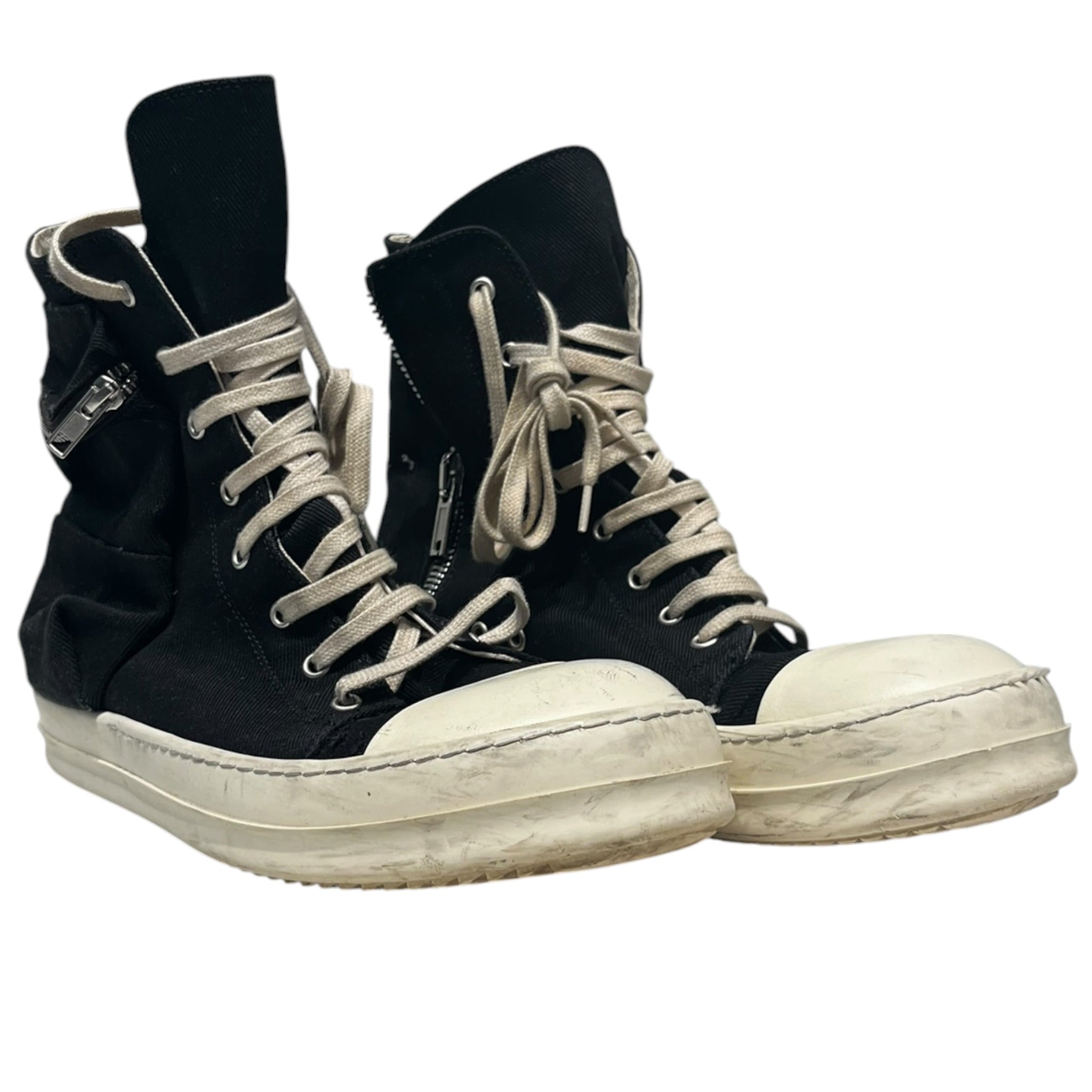 RICK OWENS DRKSHDW/Hi-Sneakers/EU 44/Cotton/BLK/CANVAS ZIP CARGO SNEAKERS view 1