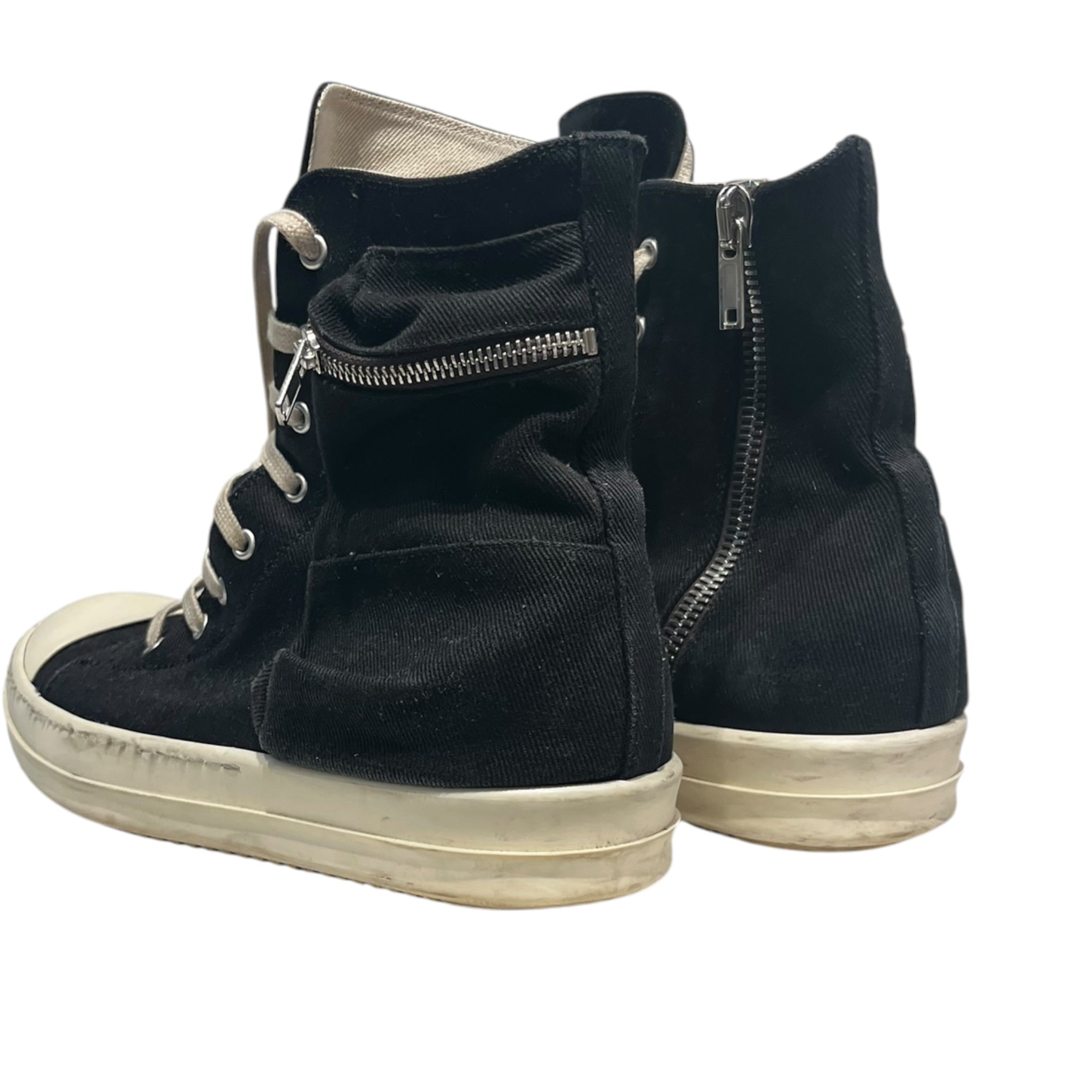 RICK OWENS DRKSHDW/Hi-Sneakers/EU 44/Cotton/BLK/CANVAS ZIP CARGO SNEAKERS view 2
