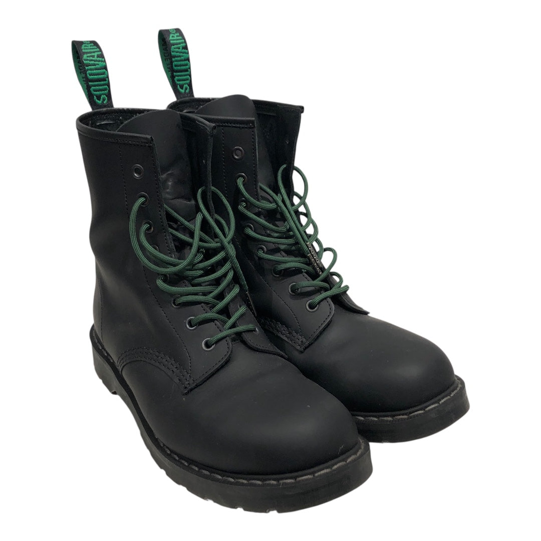 solovair/Lace Up Boots/US 10.5/Leather/BLK/GREEN LACES view 1