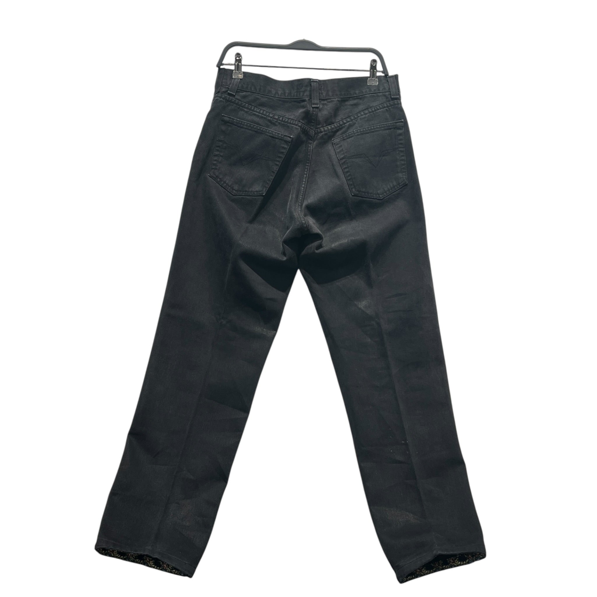 VERSACE JEANS COUTURE/Straight Pants/33/Denim/BLK/floral quilt inside hem view 2