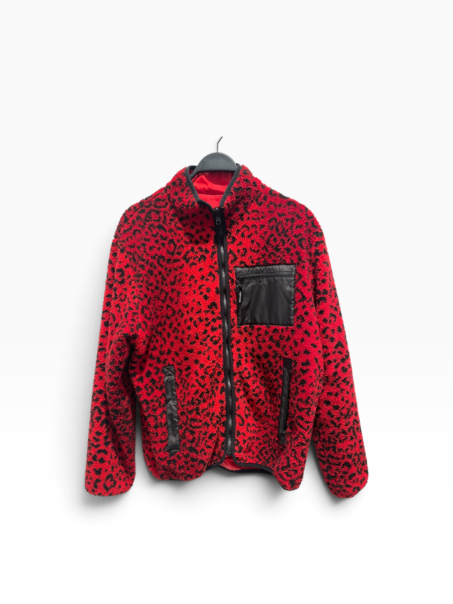 Supreme/Fleece Jkt/L/Polyester/RED/Animal Pattern/AW17 Red Leopard Reversible view 1