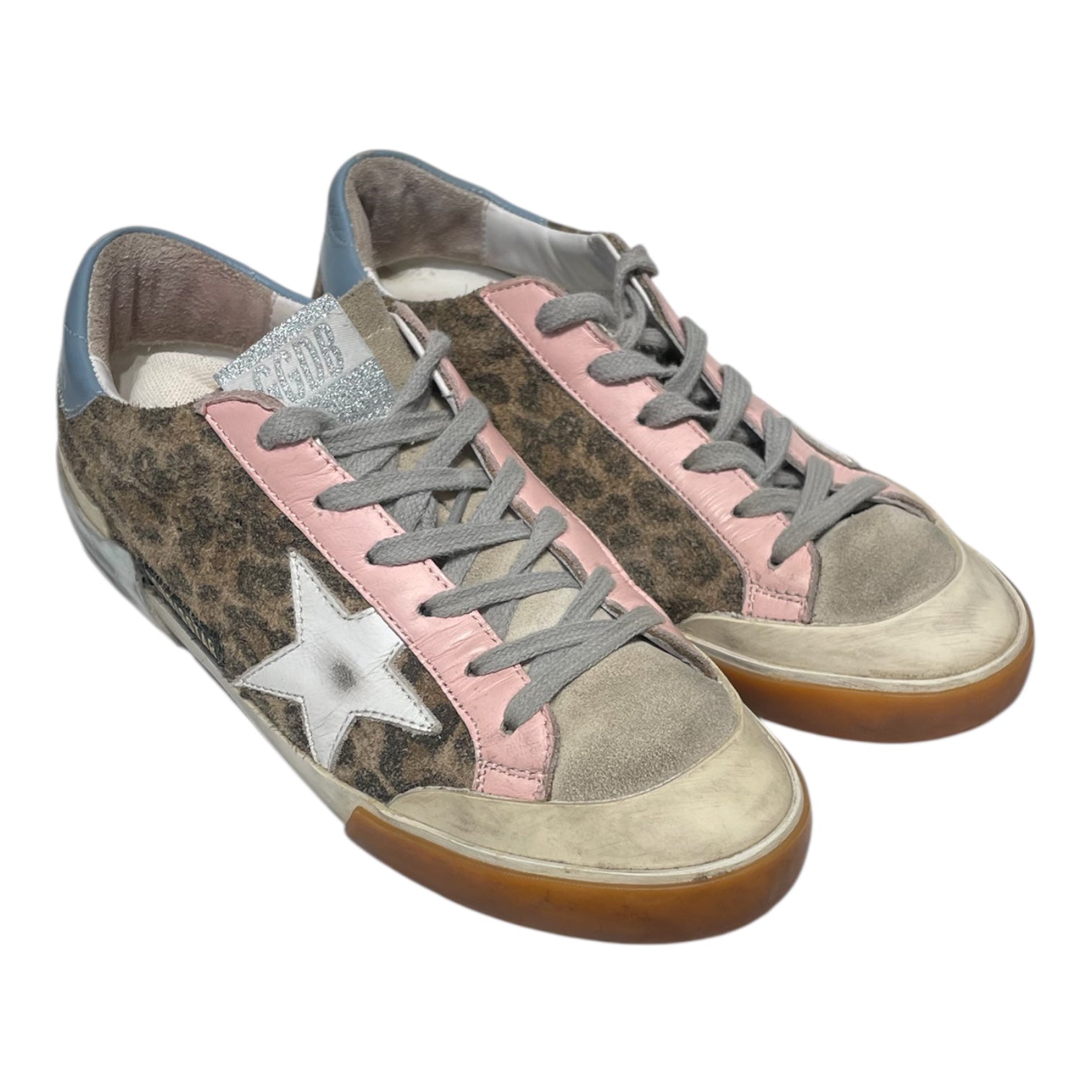 GOLDEN GOOSE/Low-Sneakers/US 7/Leopard/Suede/PNK/super-star leopard and pink view 1