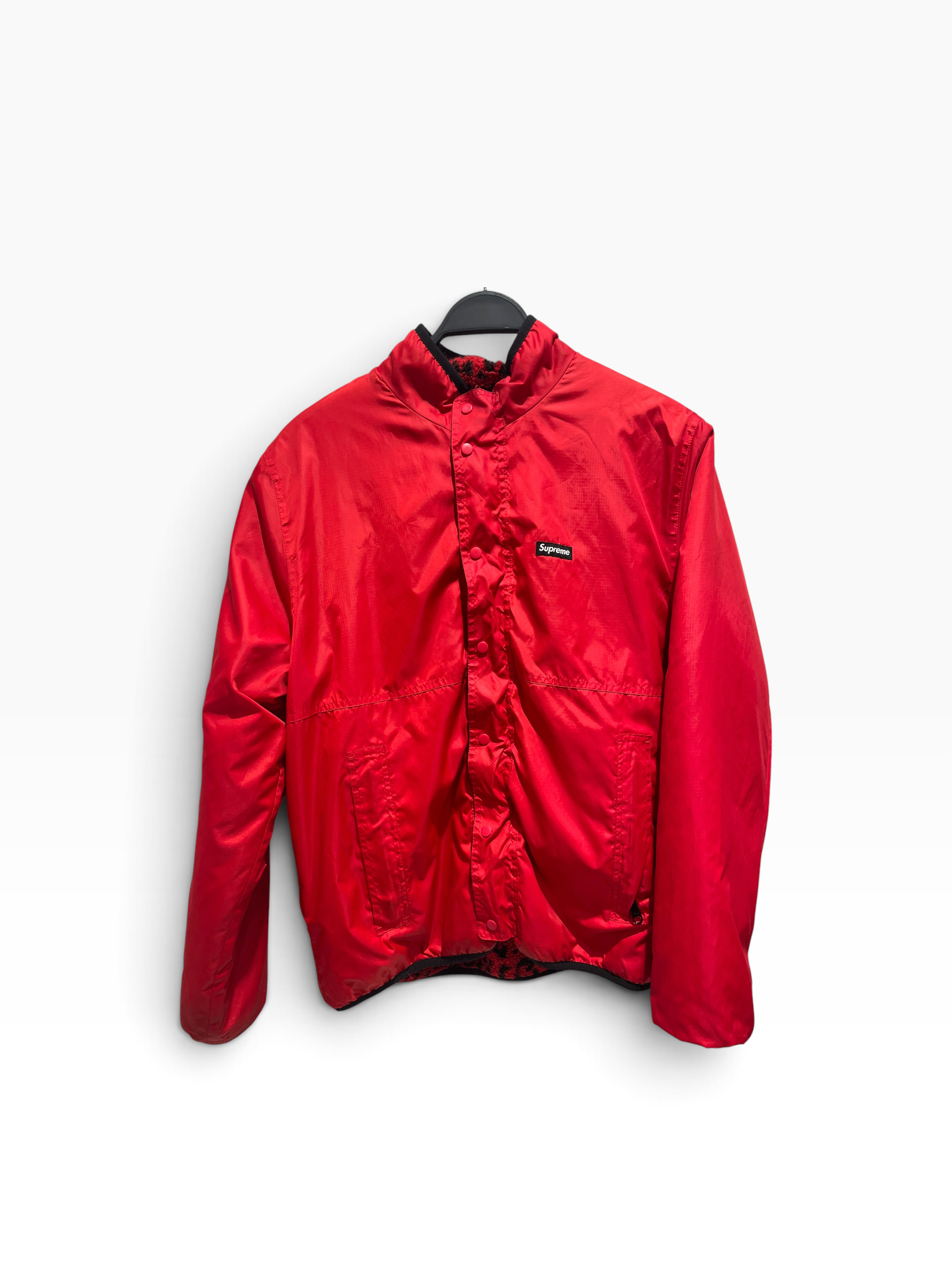 Supreme/Fleece Jkt/L/Polyester/RED/Animal Pattern/AW17 Red Leopard Reversible view 3