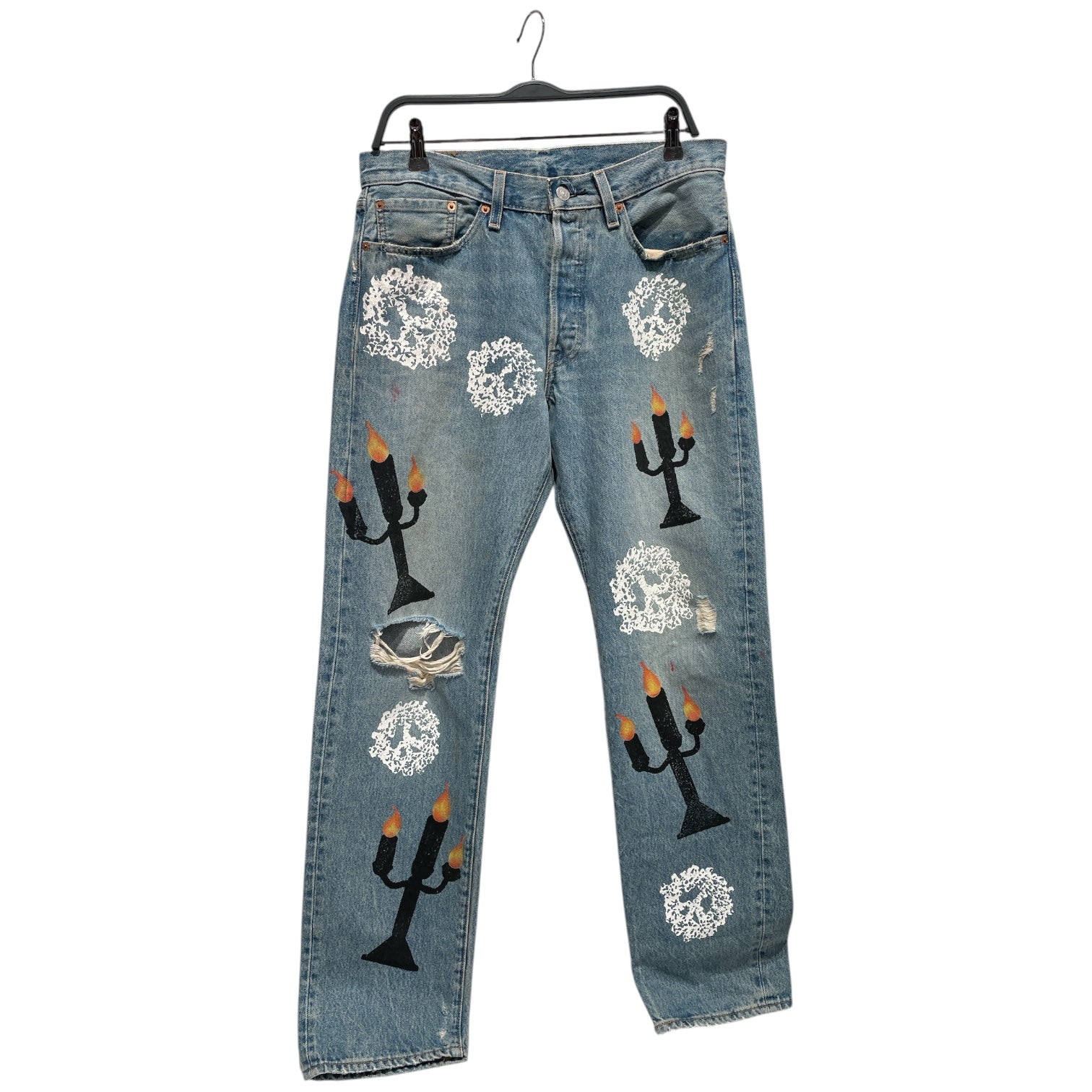 DENIM TEARS/Levi's/Straight Pants/32/Denim/BLU/Message in a Tear Printed Jean view 1