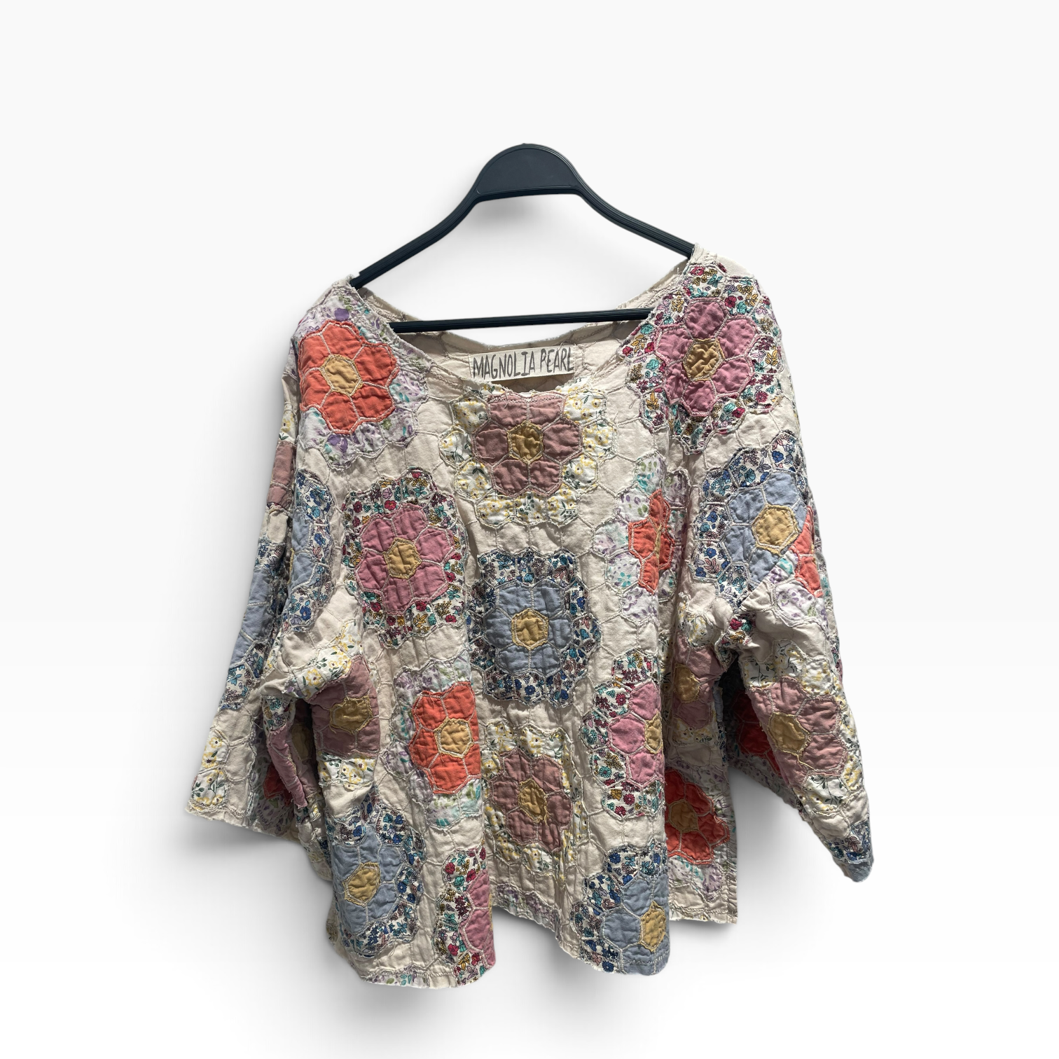 Magnolia Pearl/T-Shirt/Floral Pattern/Cotton/MLT/Quiltwork Matilda Top