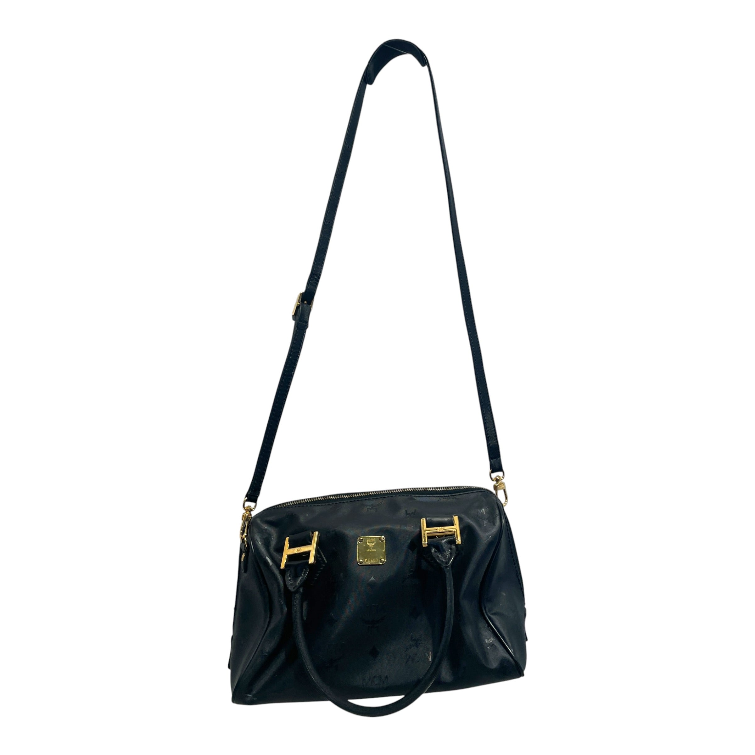 MCM/Hand Bag/Monogram/Leather/BLK/Boston Bag view 1