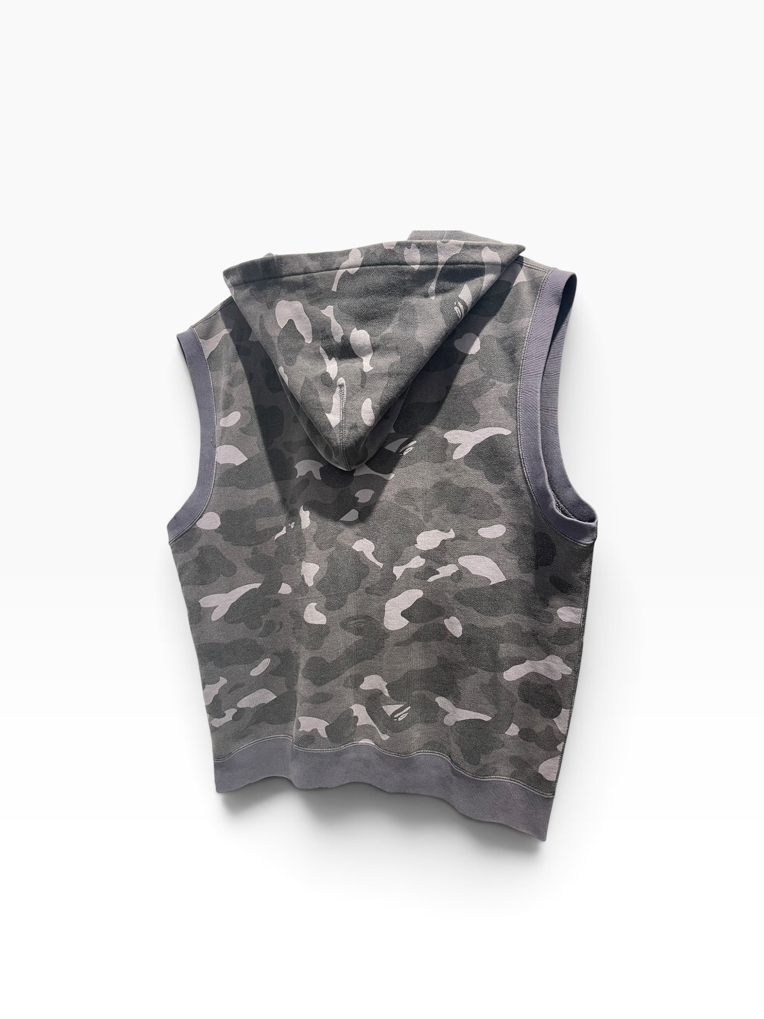 A BATHING APE/Zip Up Hoodie/M/Camouflage/Cotton/GRY/Sleeveless Camo Zip Up view 2