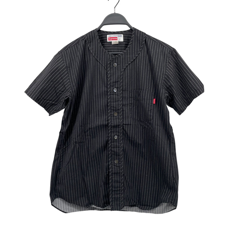 COMME des GARCONS/Supreme/SS Shirt/S/Cotton/BLK/Stripe/STRIPE Y SHAPED COLLAR