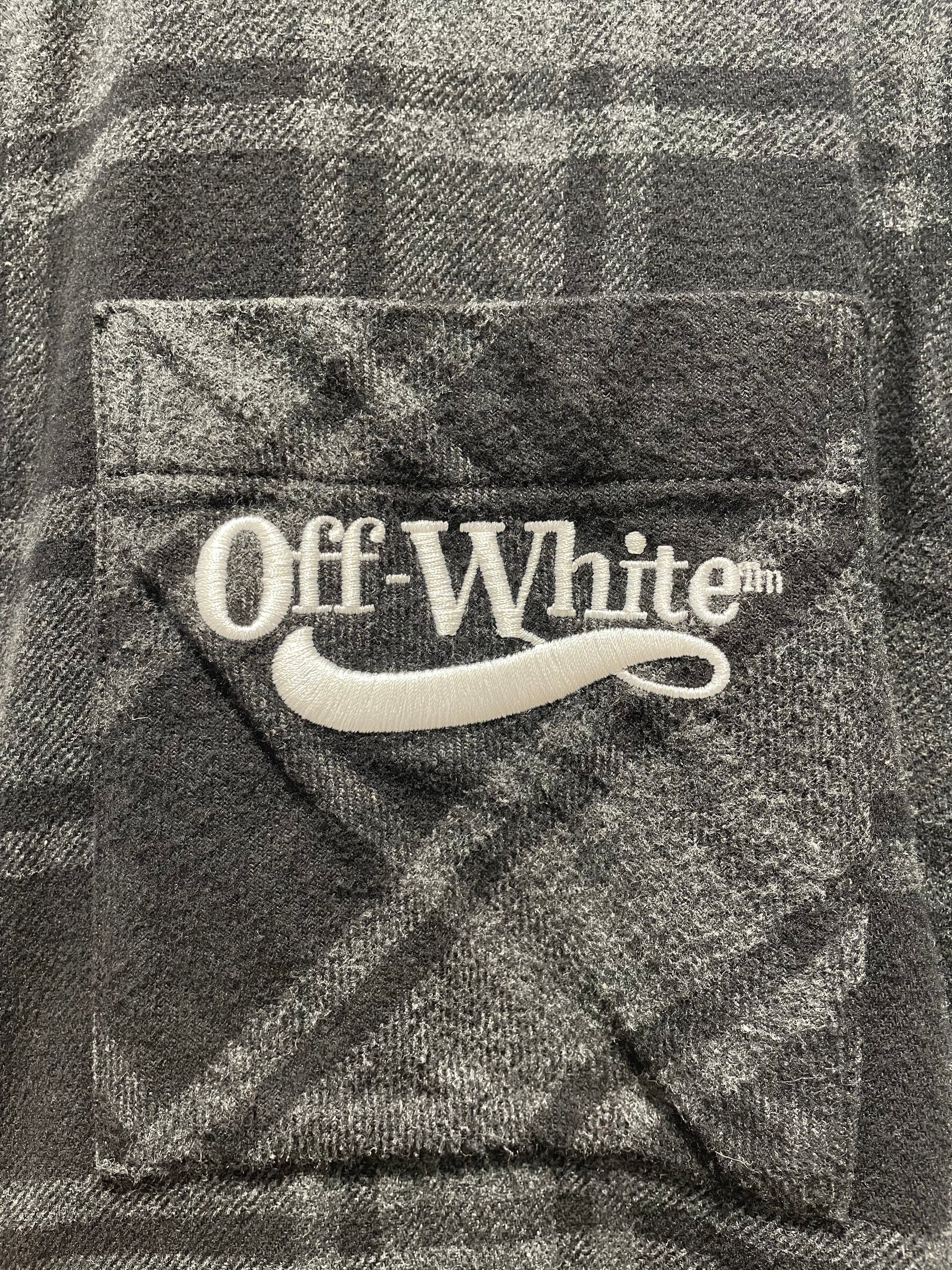 OFF-WHITE/Flannel Shirt/L/Cotton/GRY/Graphic/Back Graphic view 5