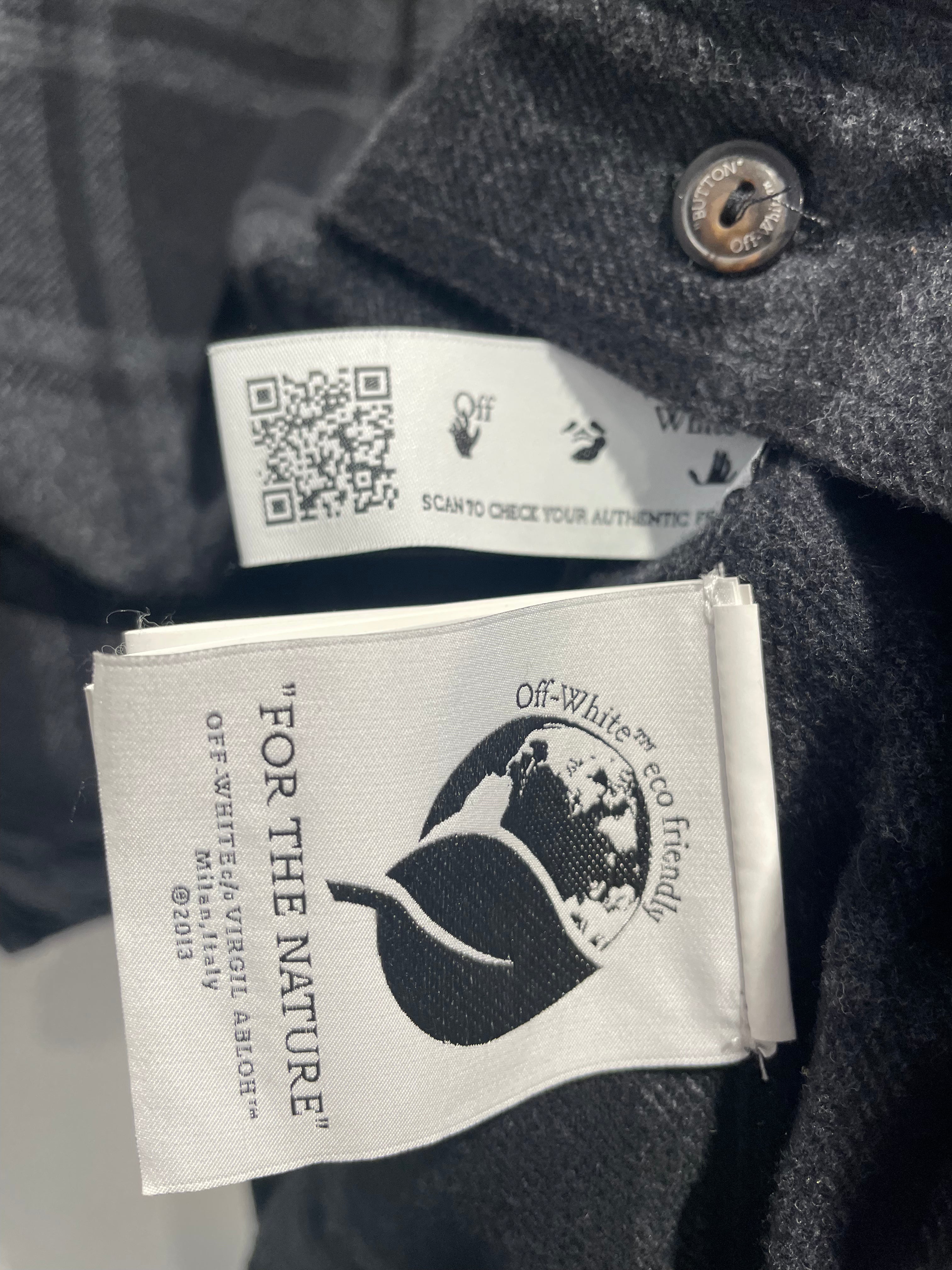 OFF-WHITE/Flannel Shirt/L/Cotton/GRY/Graphic/Back Graphic view 4