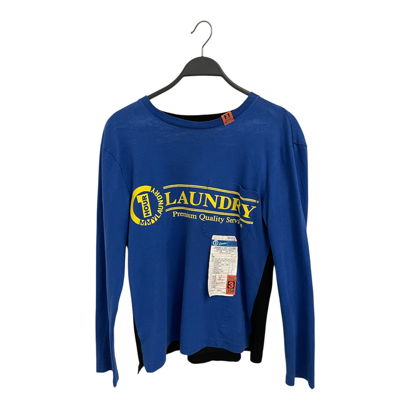 MIHARA YASUHIRO/LS T-Shirt/44/Cotton/BLU/DOUBLE LAYER LAUNDRY